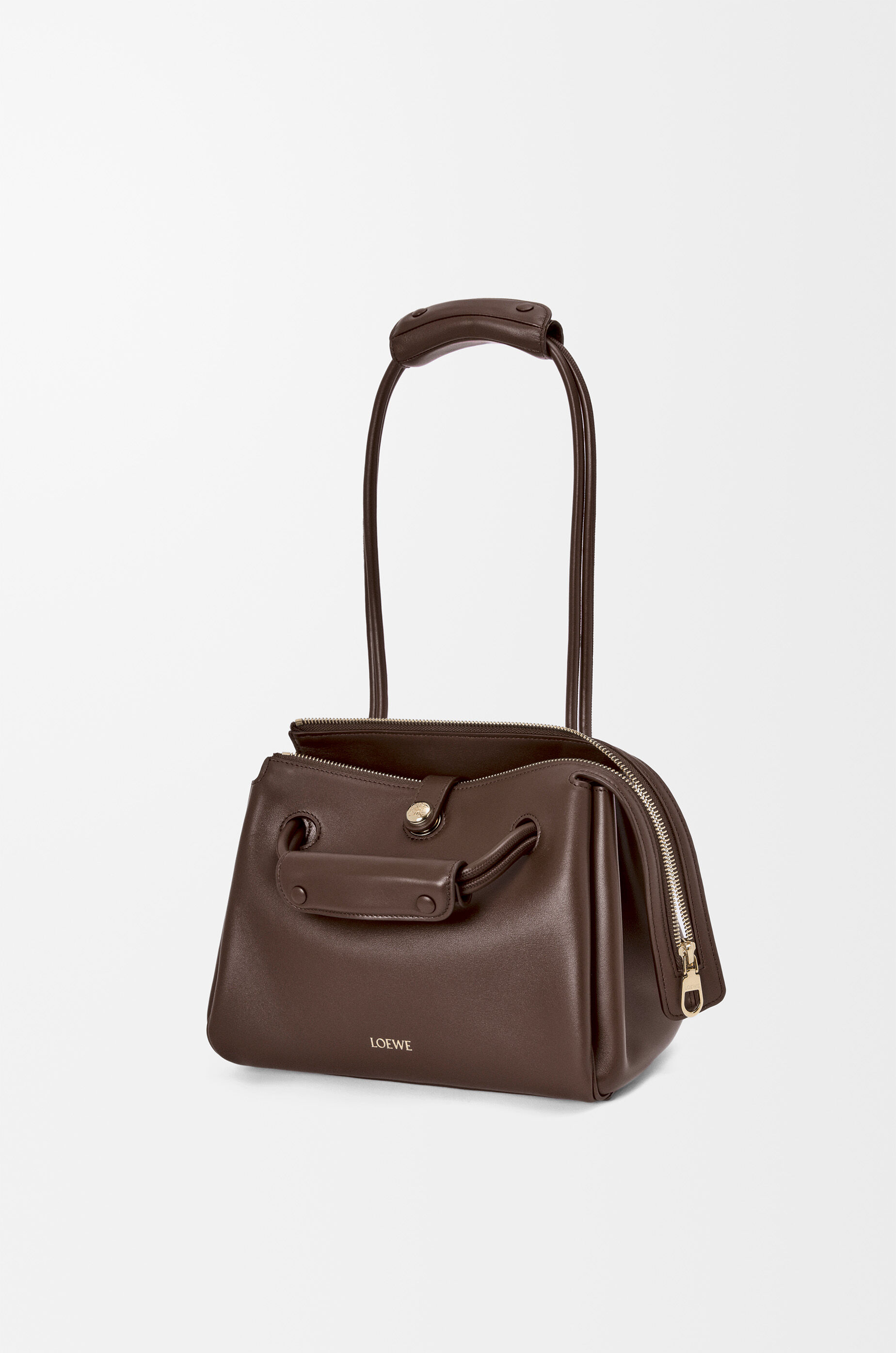 LOEWE Small Madrid bag in supple calfskin Dark Chestnut