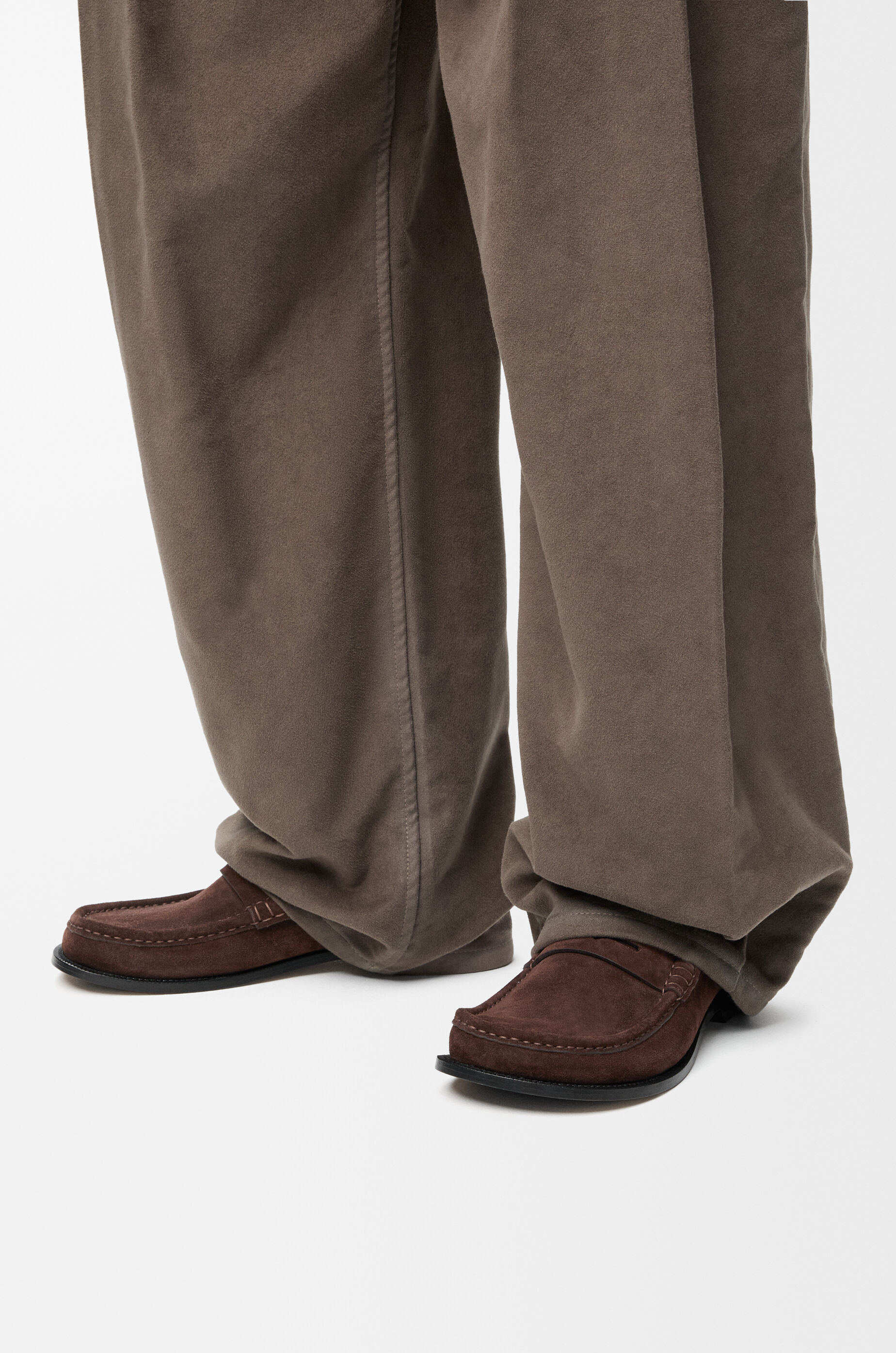 LOEWE Campo loafer in suede calfskin Dark Brown