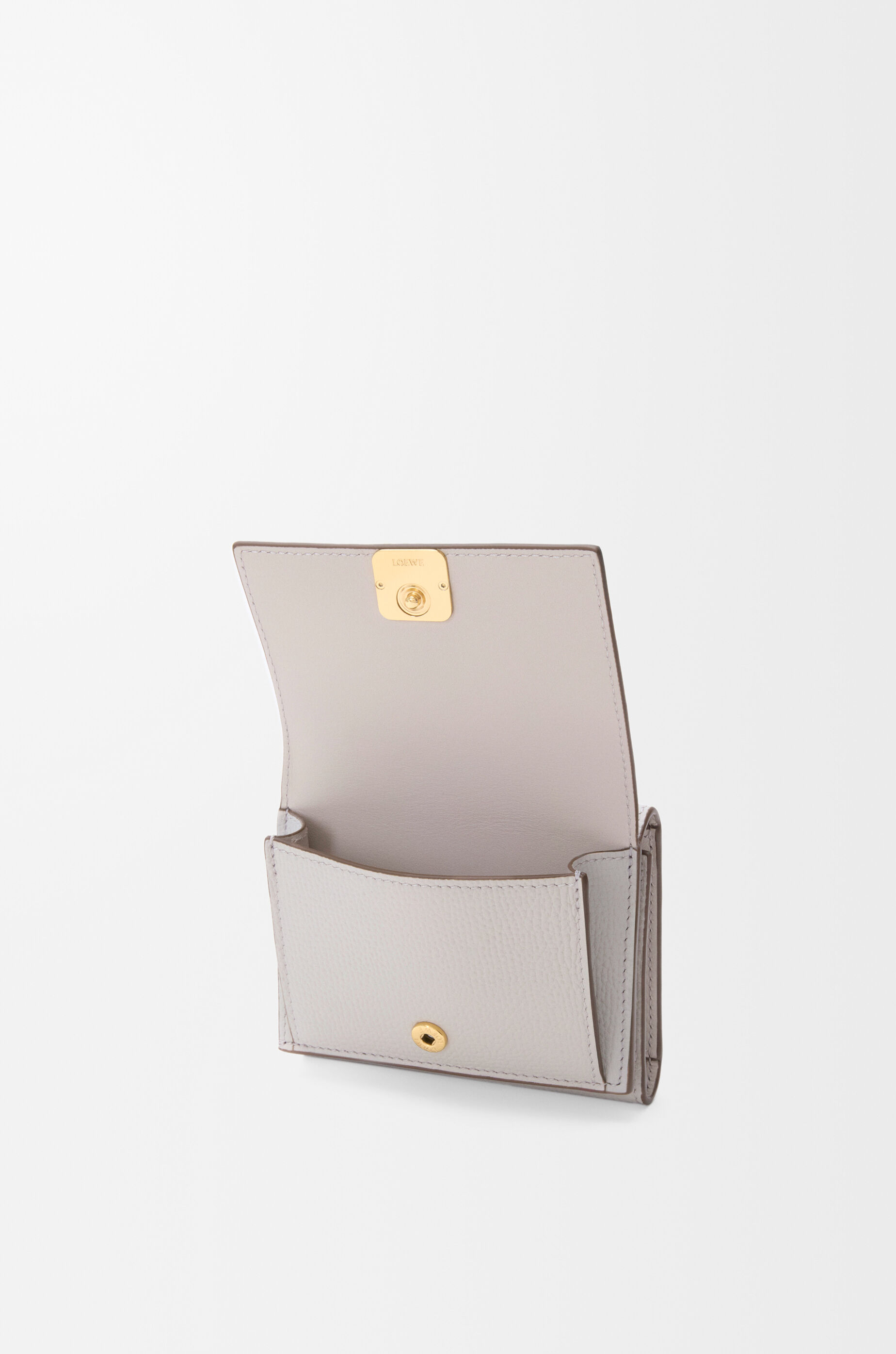 LOEWE Anagram trifold wallet in pebble grained calfskin Light Ghost Grey