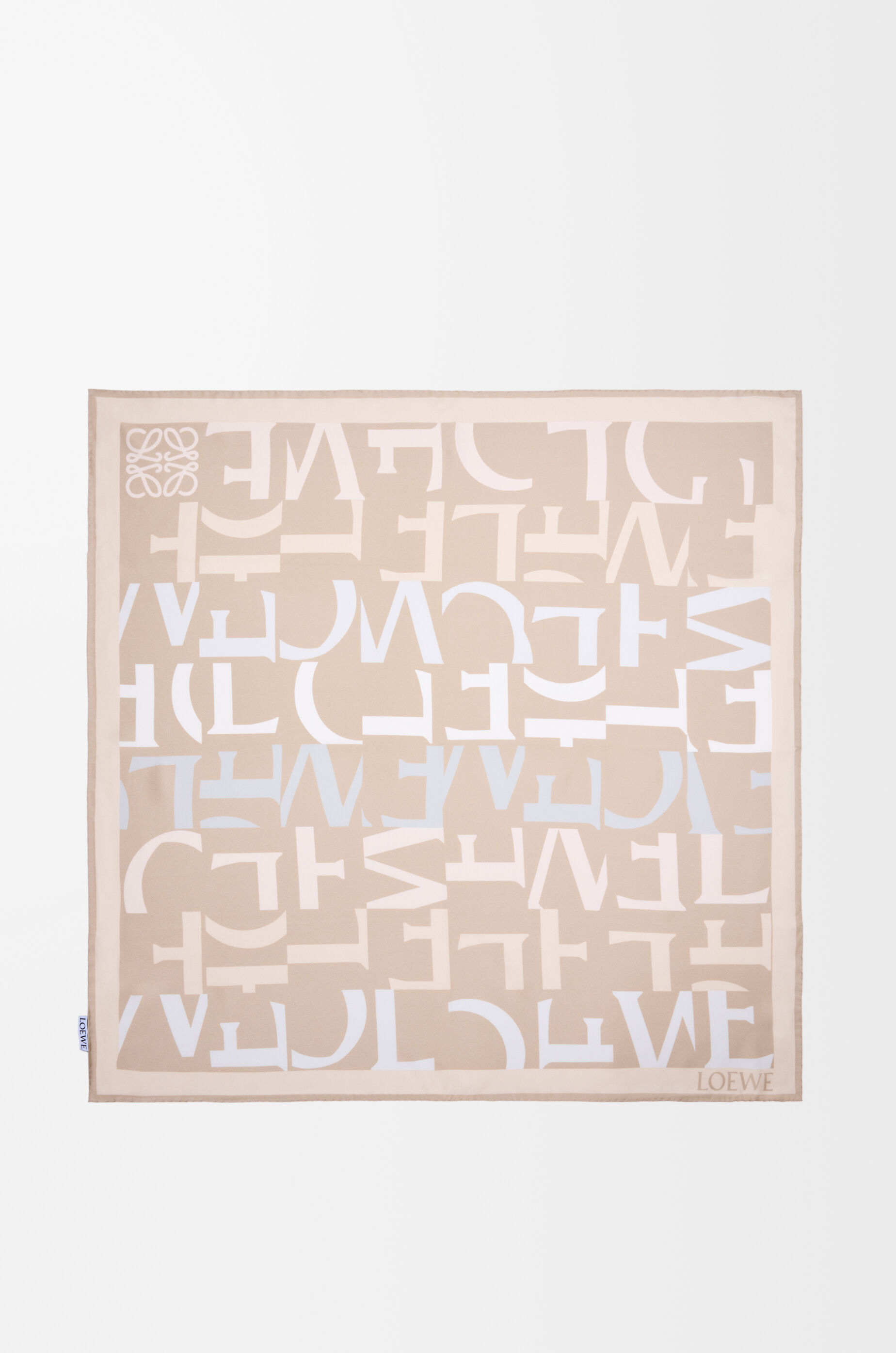 LOEWE Scarf in silk Light Beige/Beige