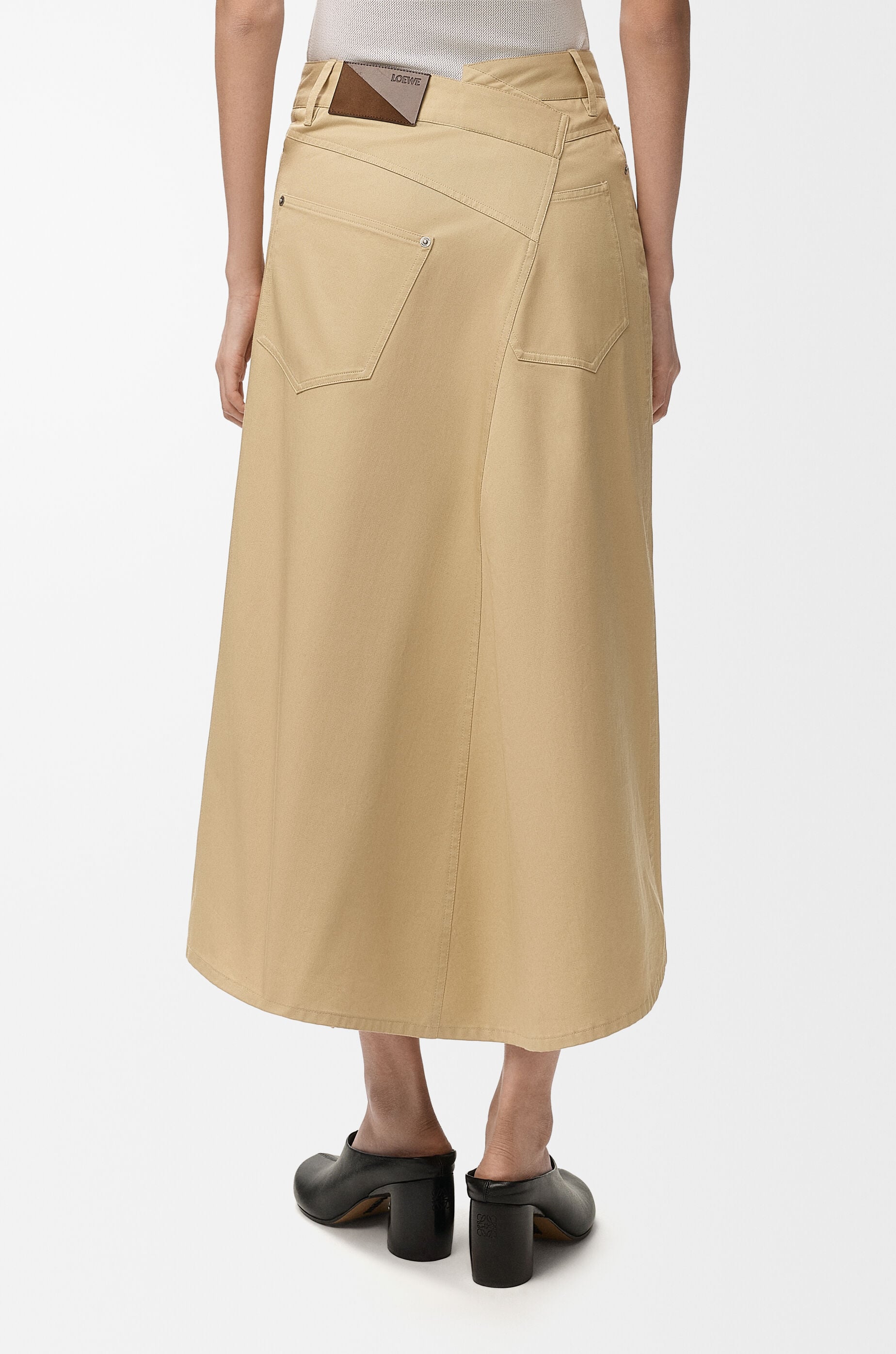 LOEWE Asymmetric skirt in cotton Beige