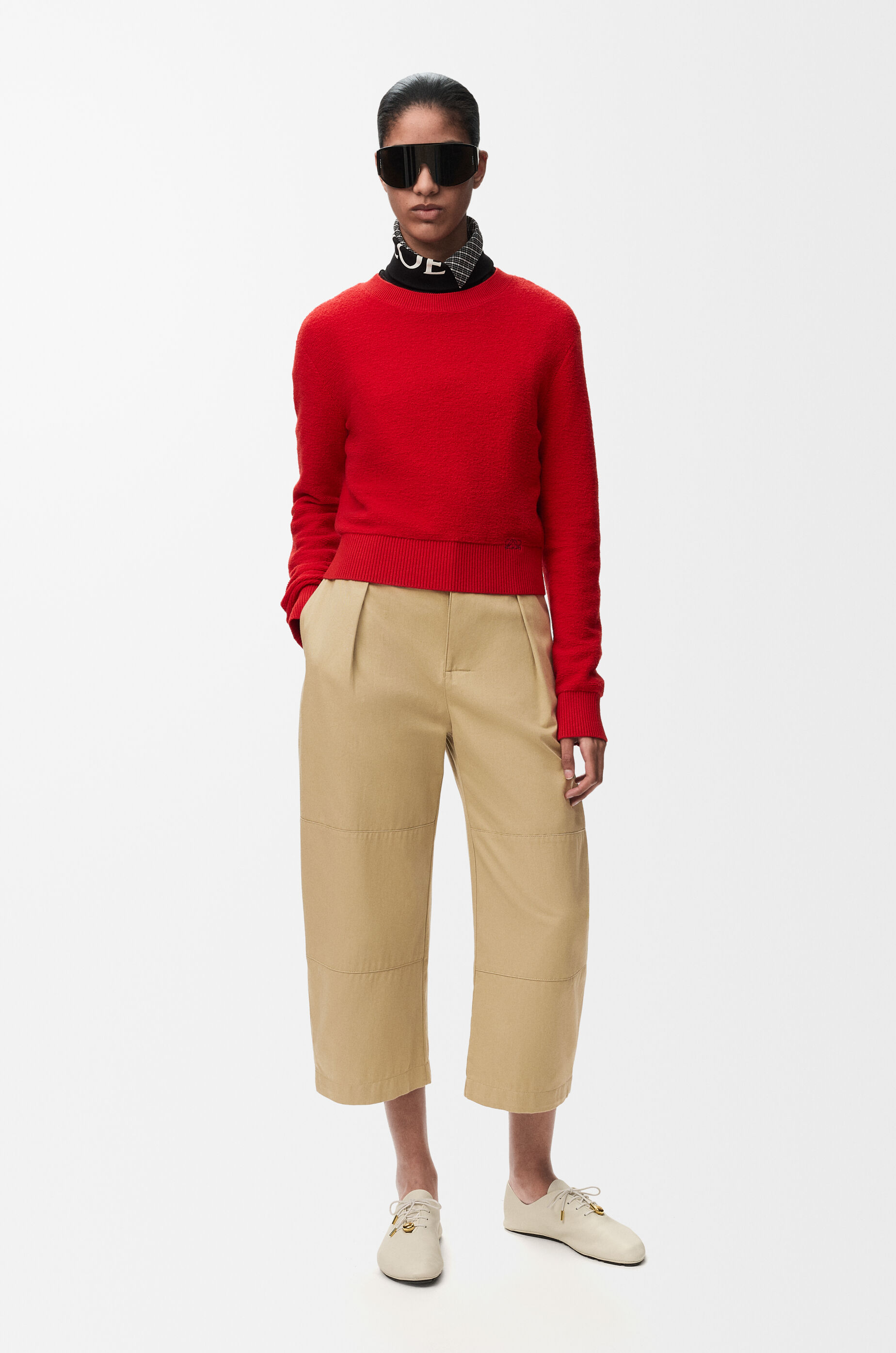 LOEWE Cropped trousers in cotton Beige