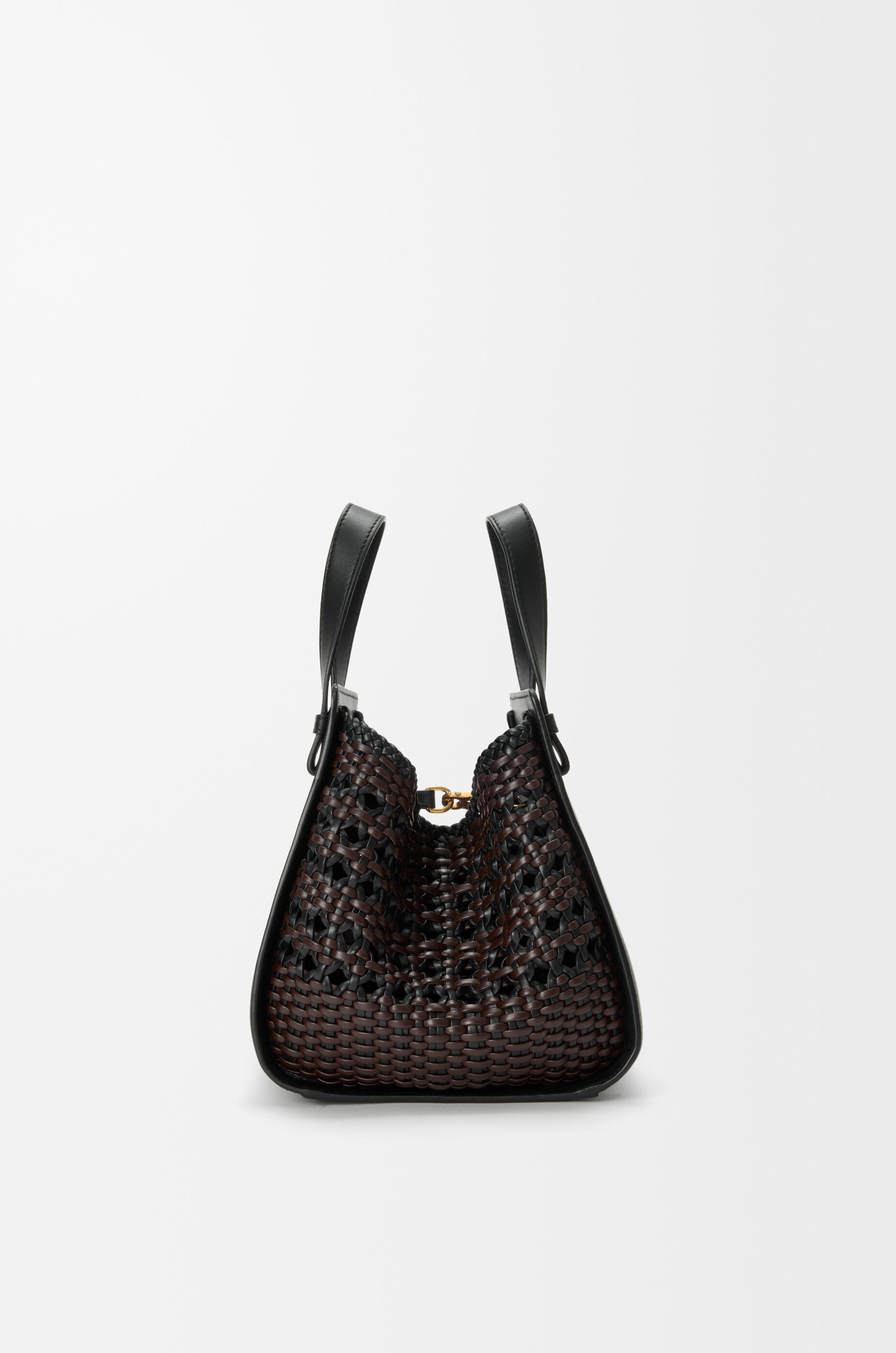 LOEWE Compact Hammock bag in smooth calfskin and woven nappa calfskin Black/Brown