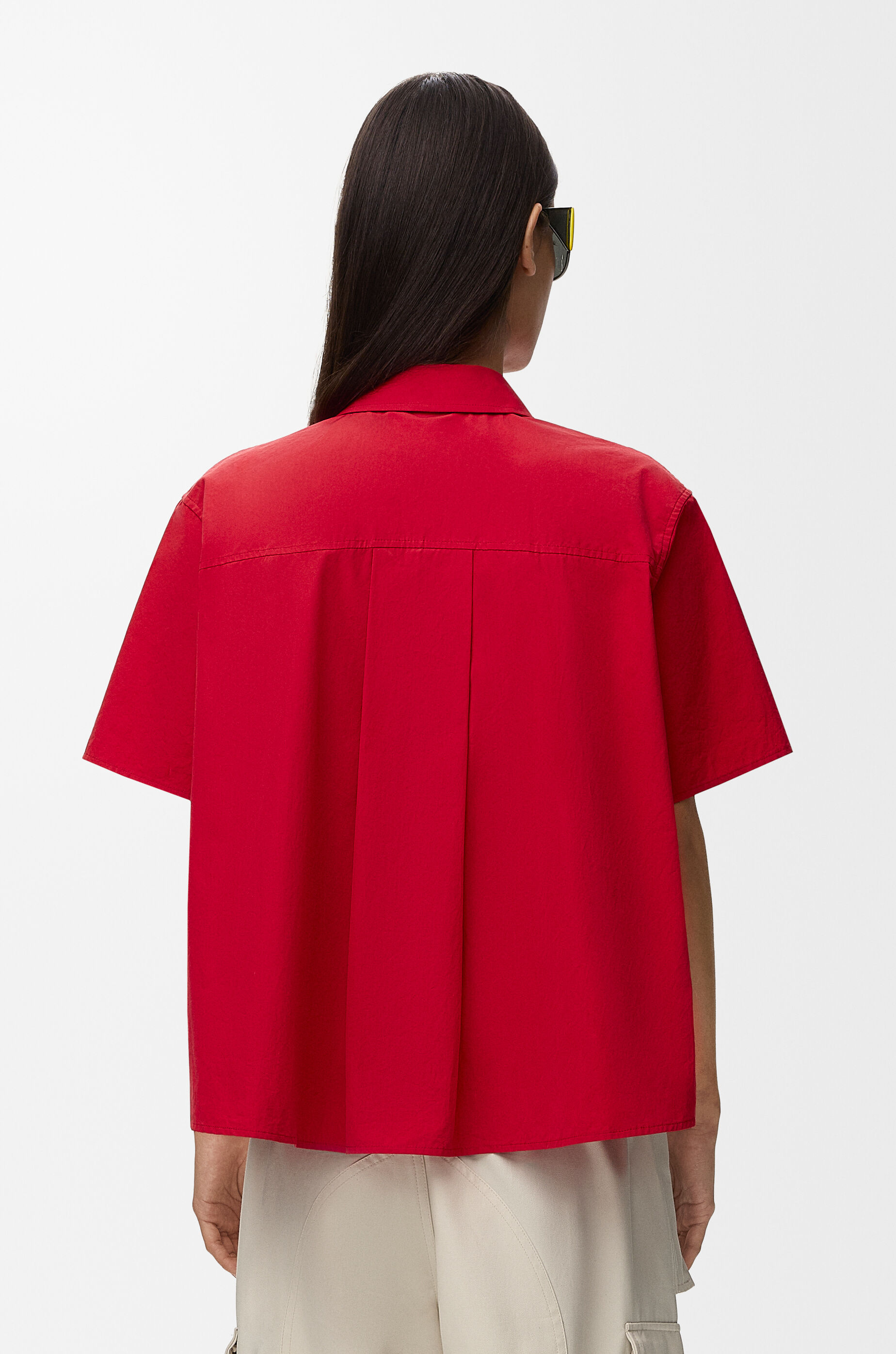 LOEWE Short sleeve trapeze shirt in cotton Red