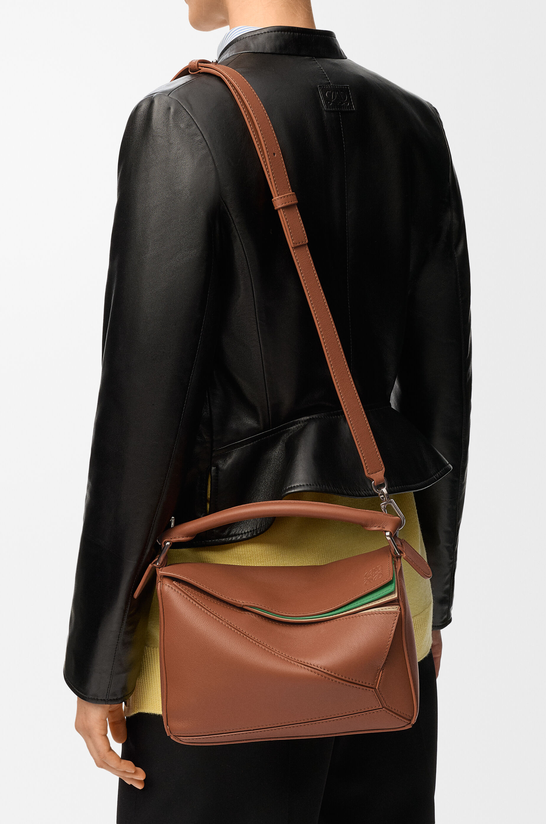 LOEWE Small layered Puzzle bag in classic calfskin Multicolor Squirrel