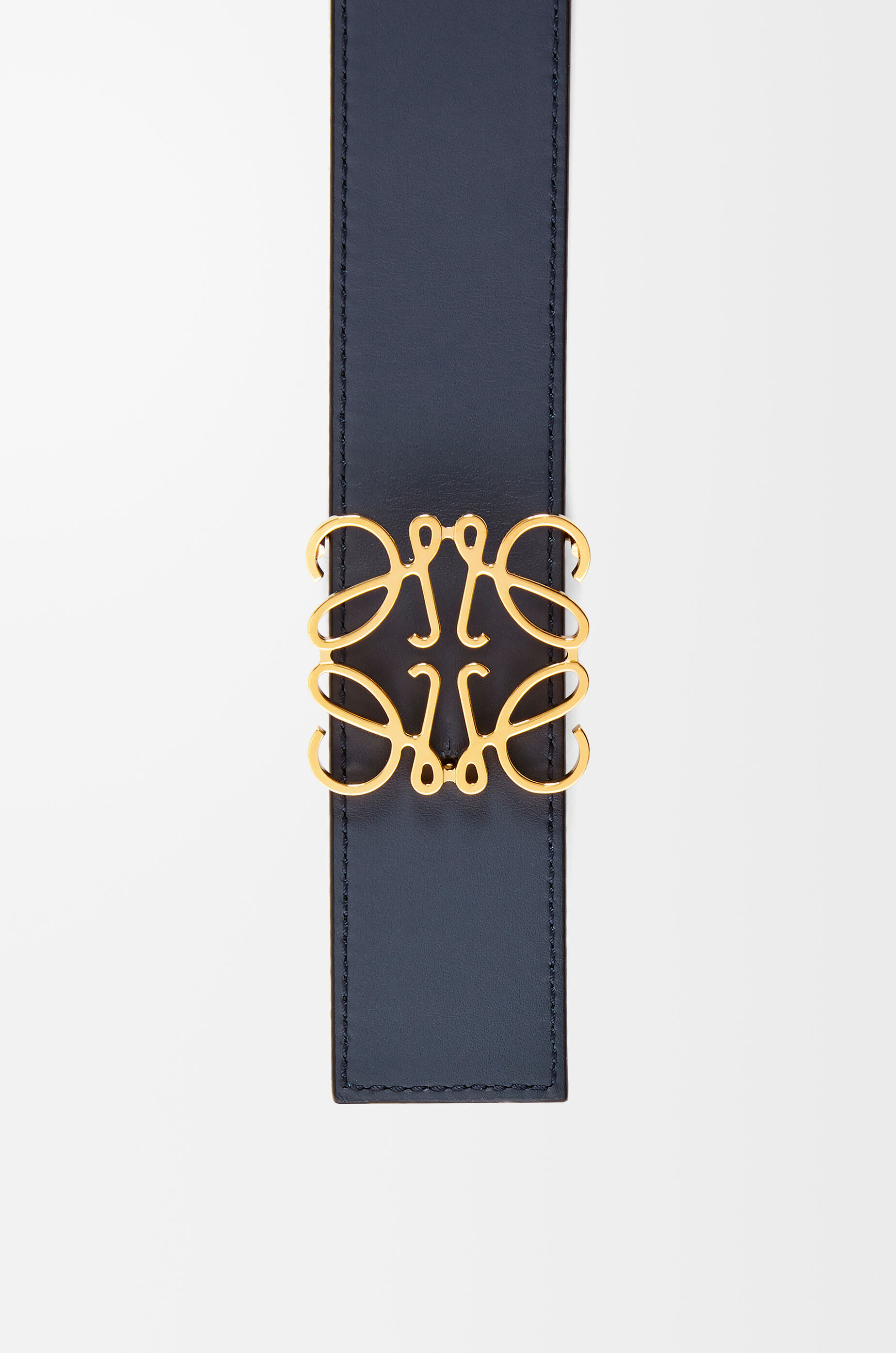 LOEWE Reversible Anagram belt in smooth calfskin Black/Ocean/Gold