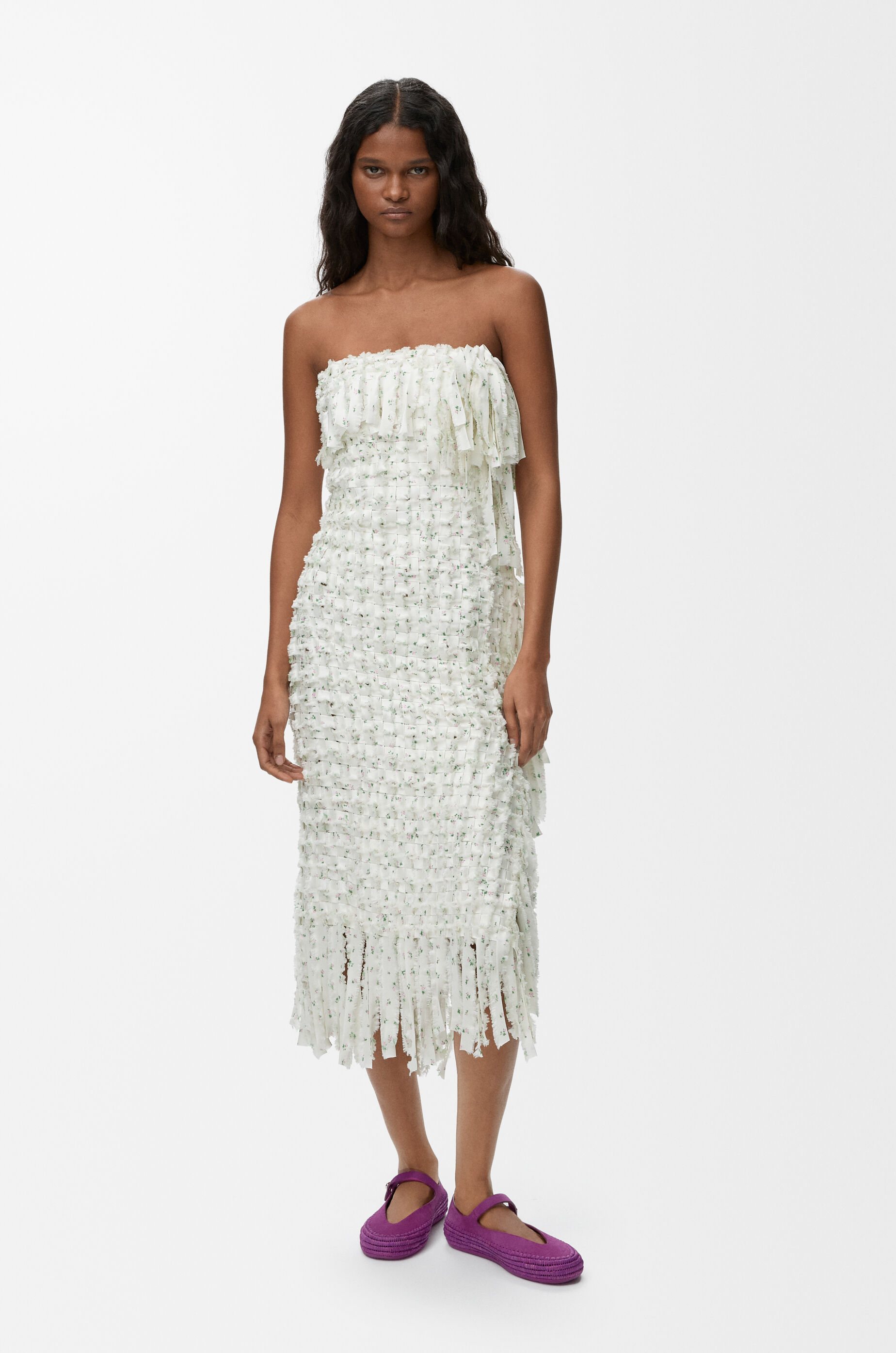 LOEWE Dress in silk White/Pink