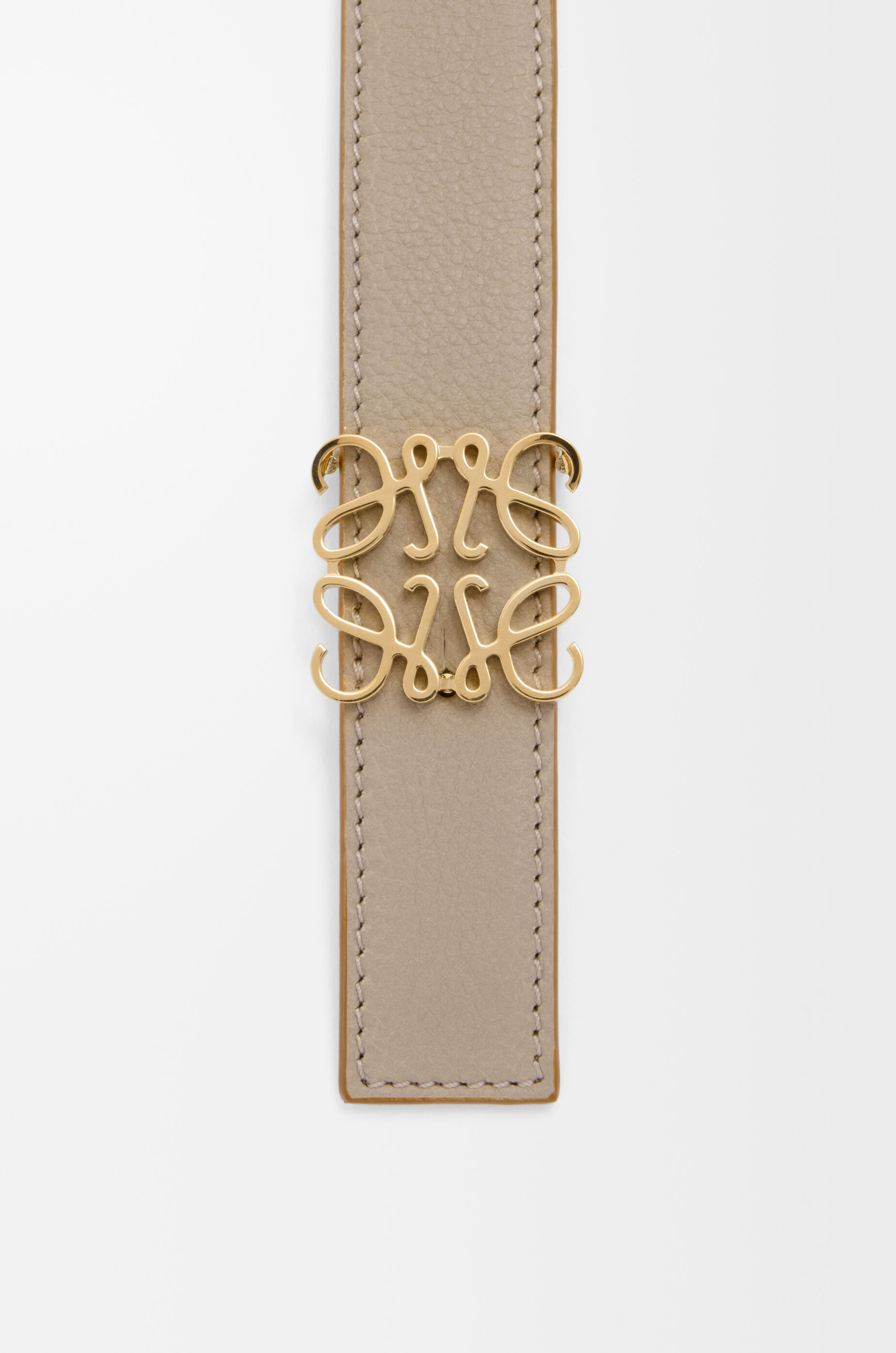 LOEWE Reversible Anagram belt in supple grained calfskin Clay/Gold