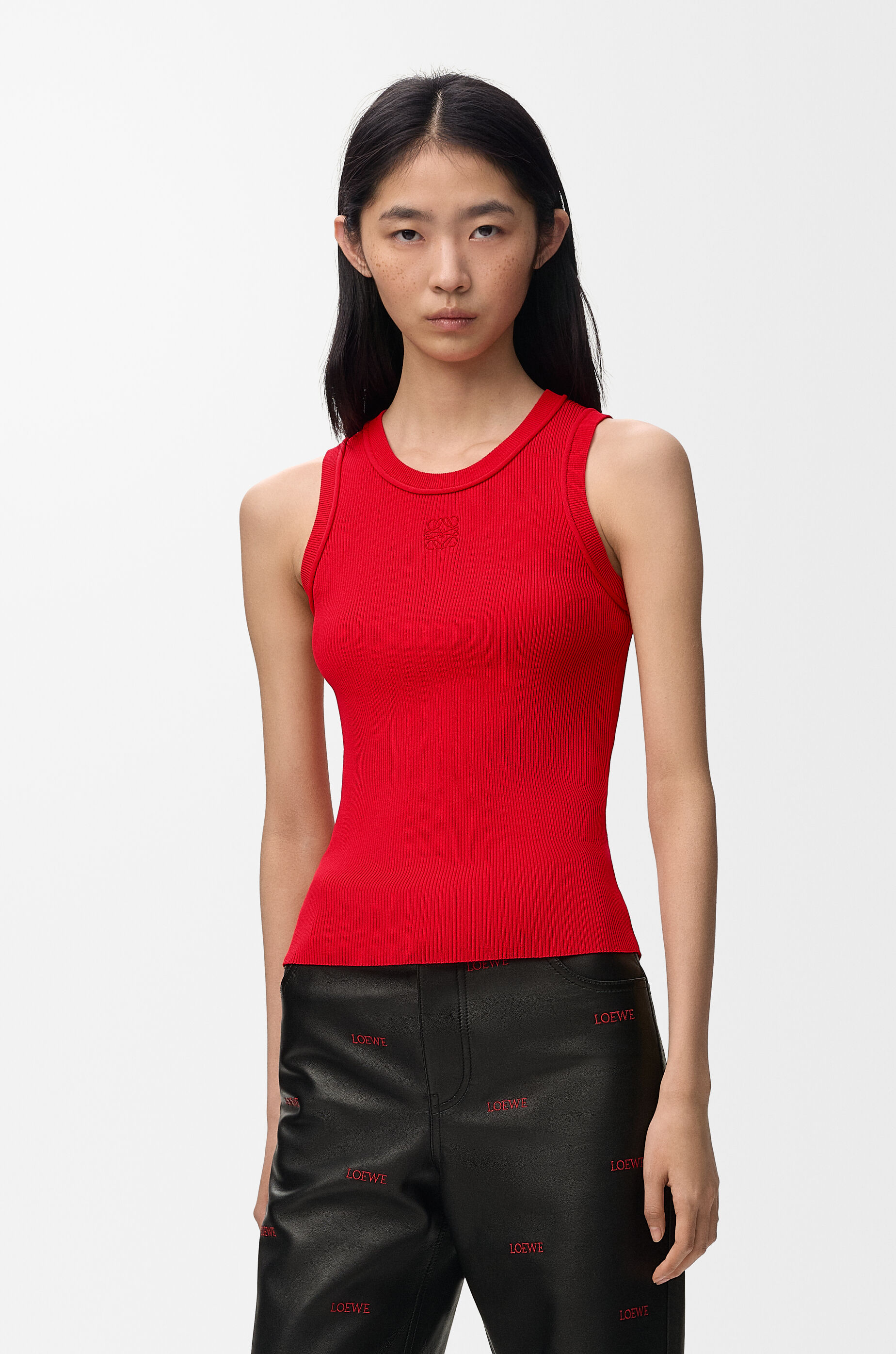 LOEWE Anagram tank top in stretch viscose Red