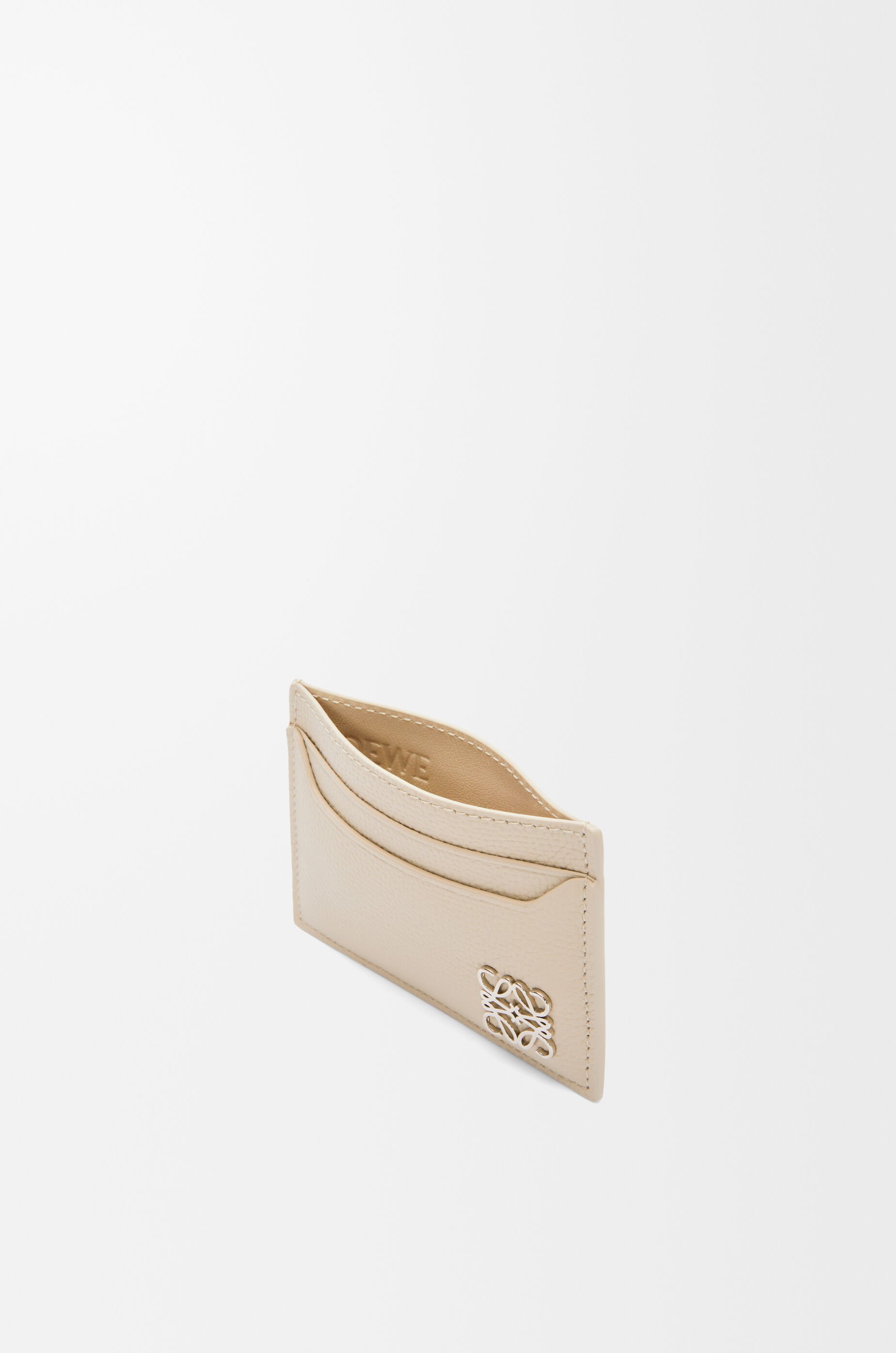 LOEWE Anagram plain cardholder in pebble grained calfskin Light Ghost
