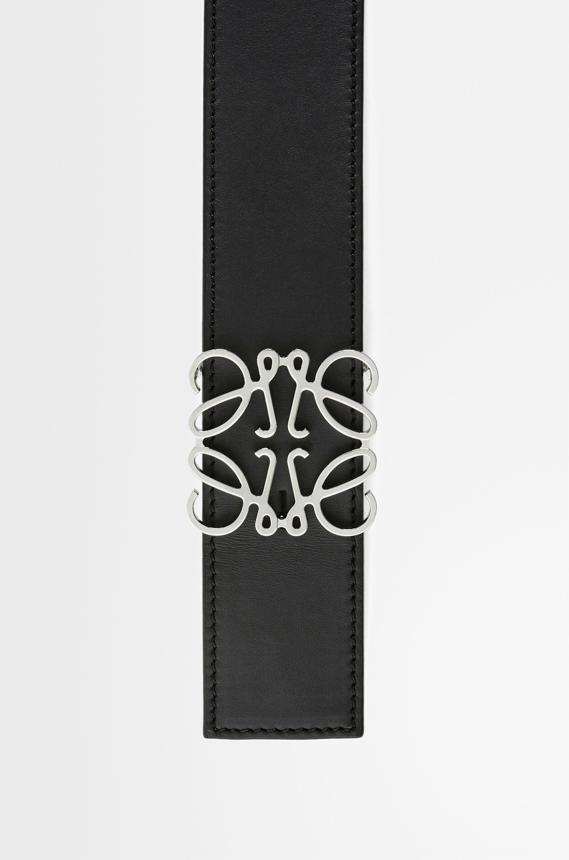 LOEWE Reversible Anagram belt in smooth calfskin Black/Tan/Palladium