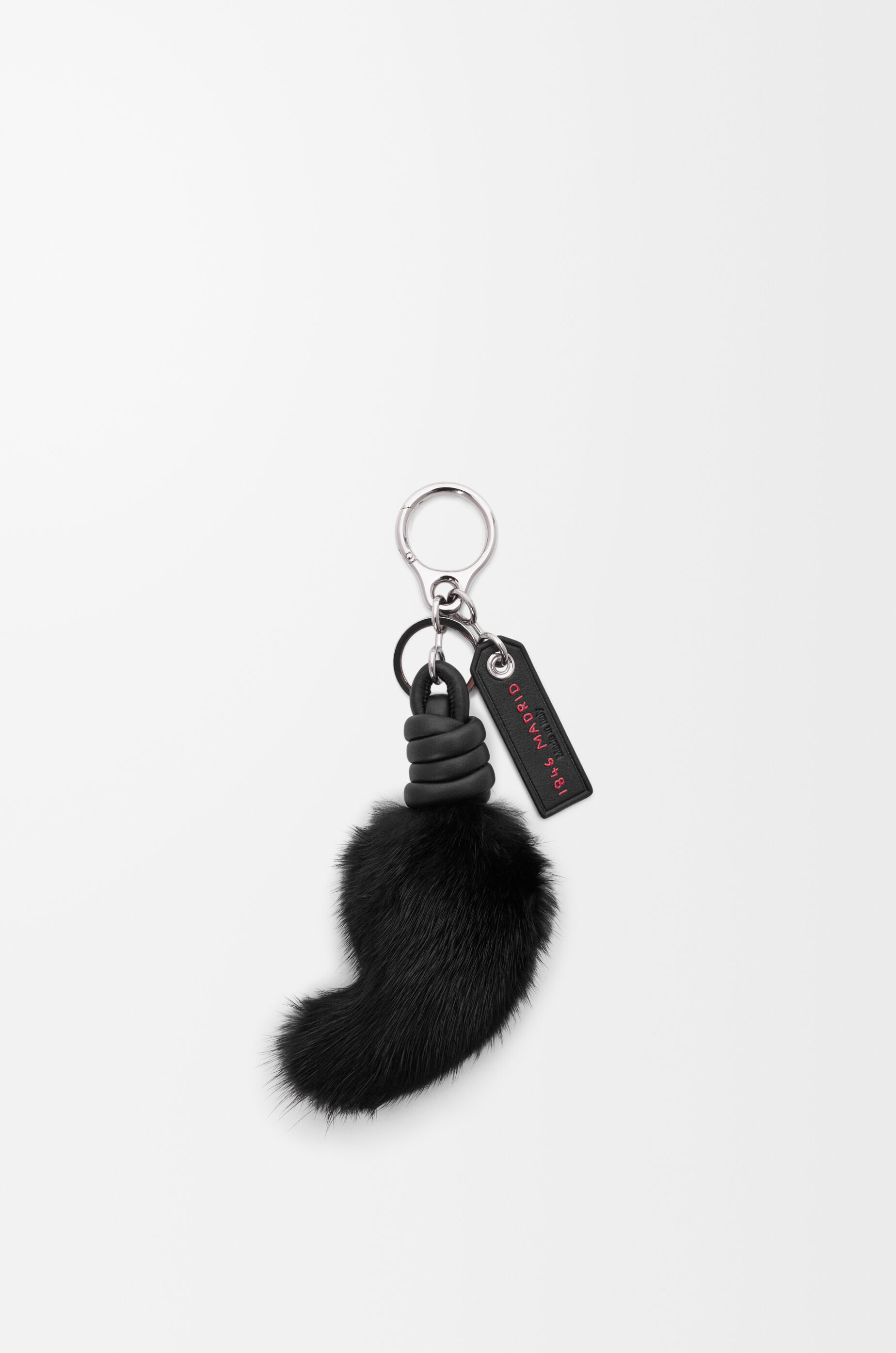LOEWE Lion tail charm in mink and calfskin Black