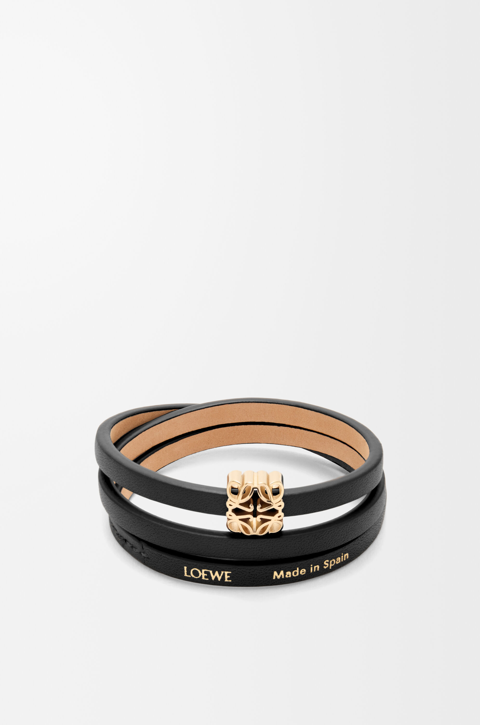 LOEWE Anagram Bombé twist bracelet in calfskin Black