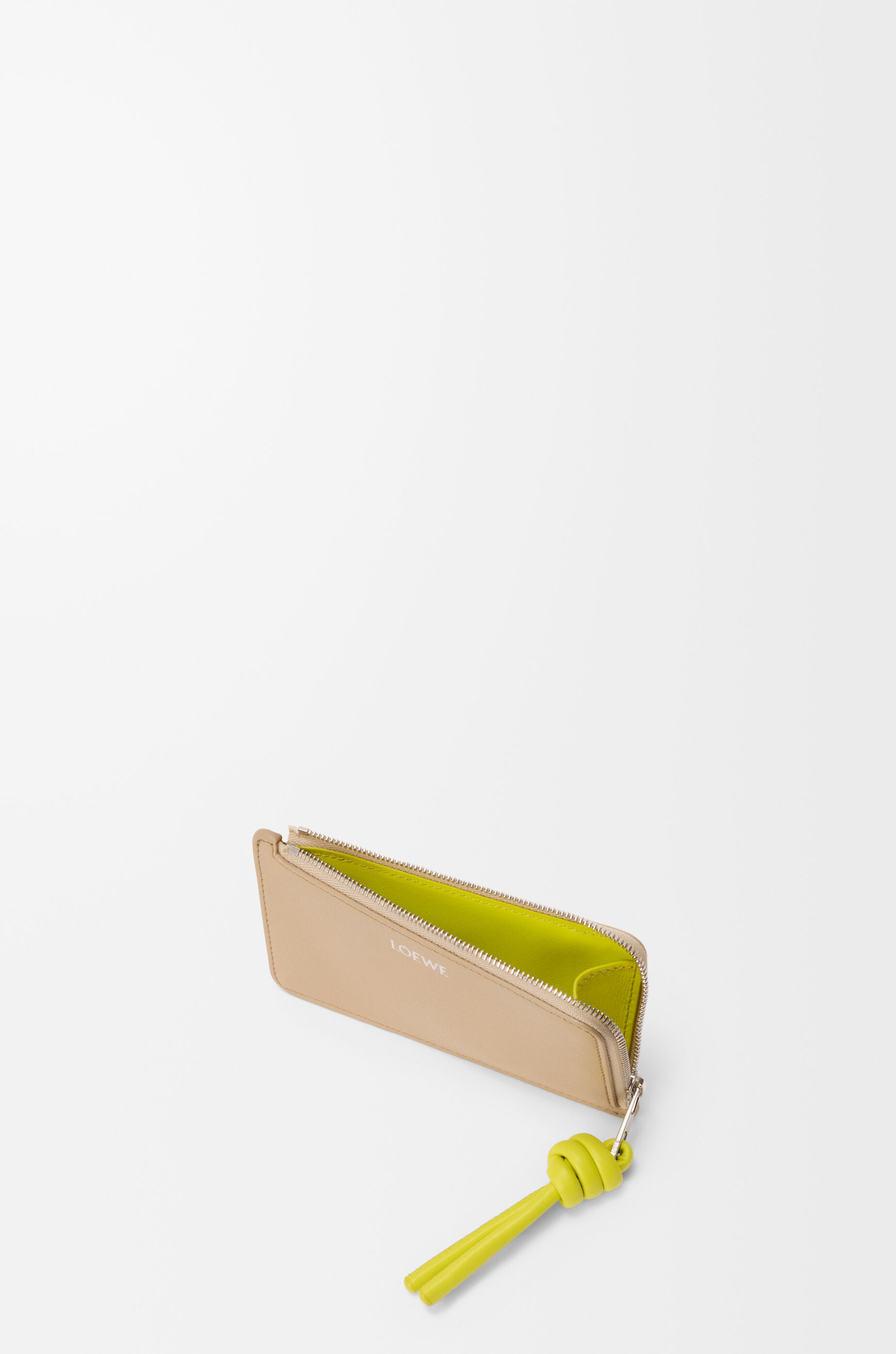 LOEWE Knot coin cardholder in shiny nappa calfskin Beige/Lemon