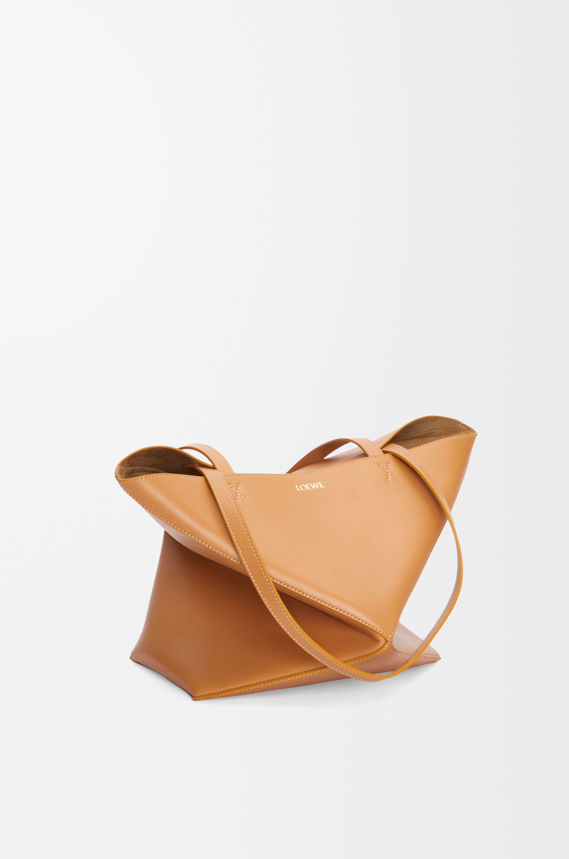 LOEWE Medium Puzzle Fold tote in shiny calfskin Warm Desert