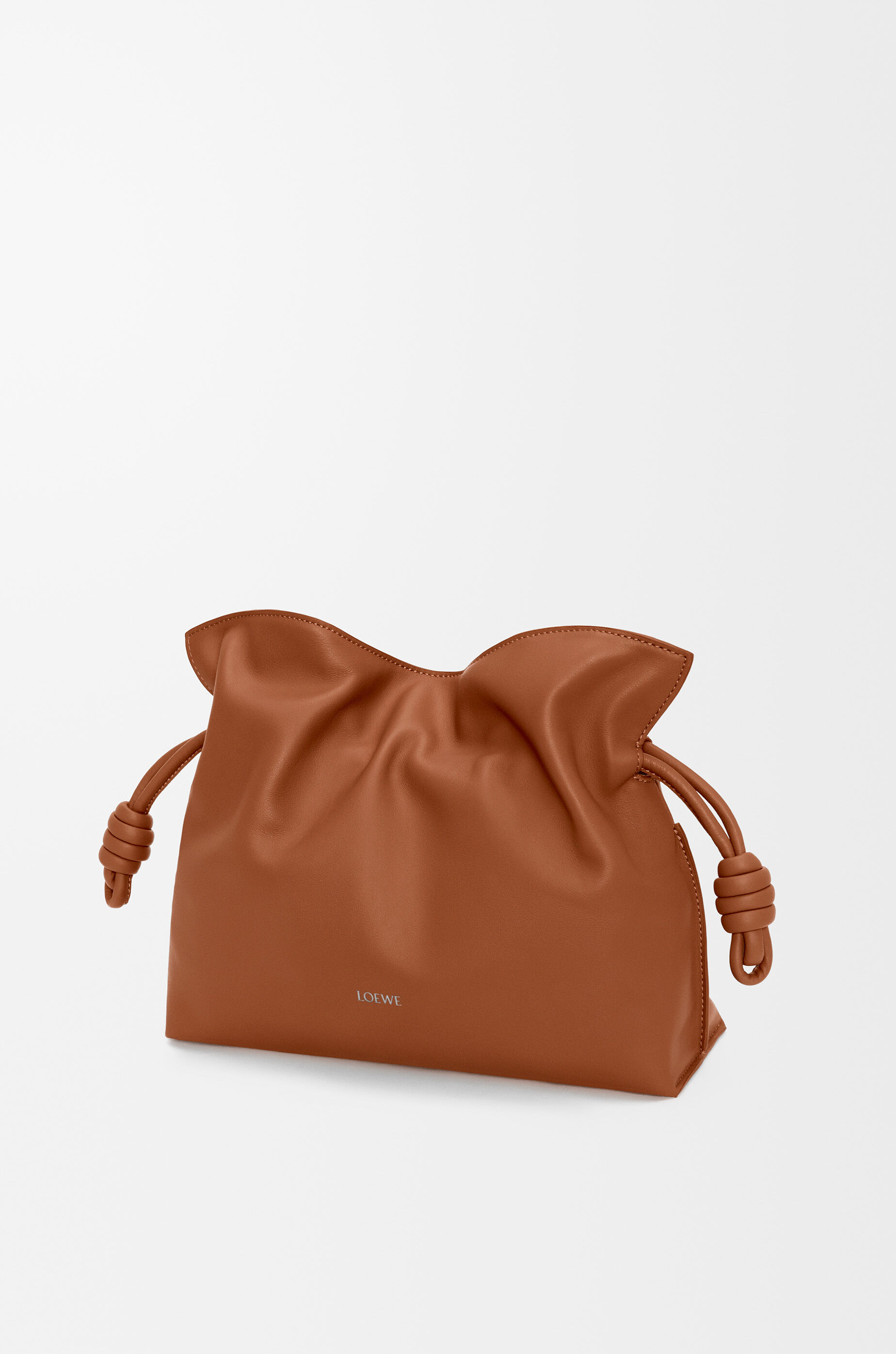 LOEWE Medium Flamenco clutch in nappa calfskin Squirrel