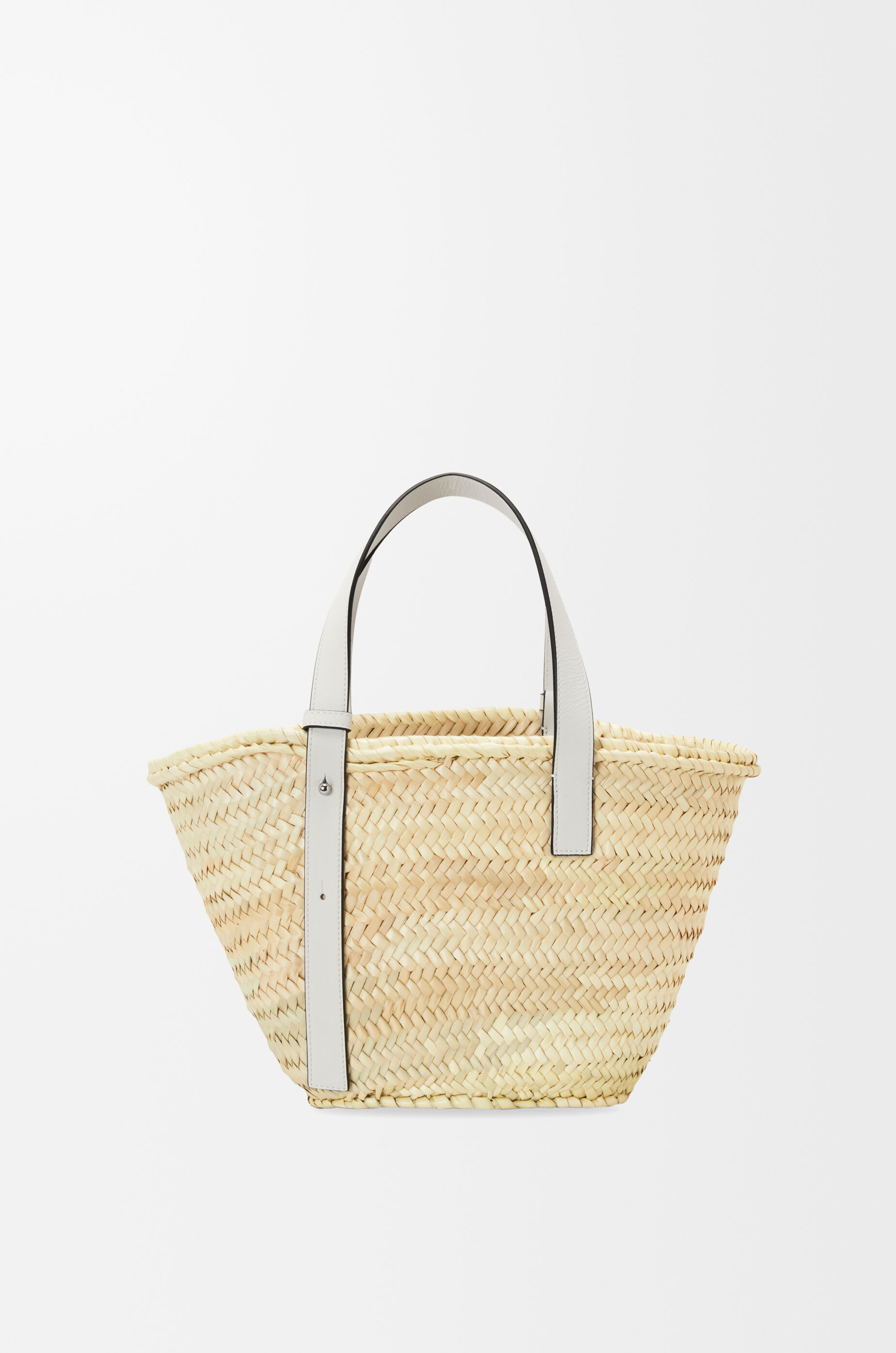 LOEWE Basket bag in palm leaf and calfskin Natural/White
