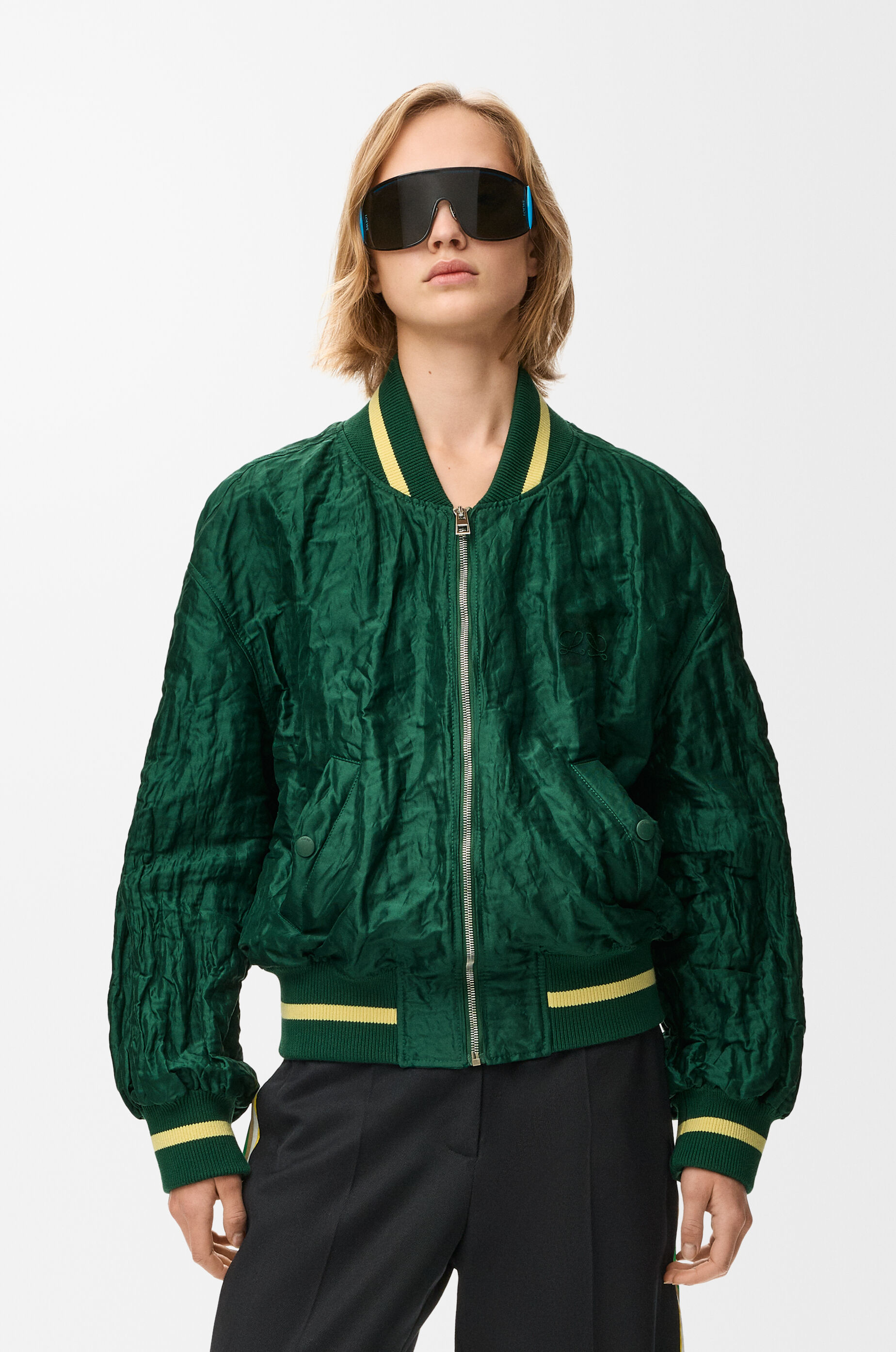 LOEWE Bomber jacket in technical fabric Dark Green