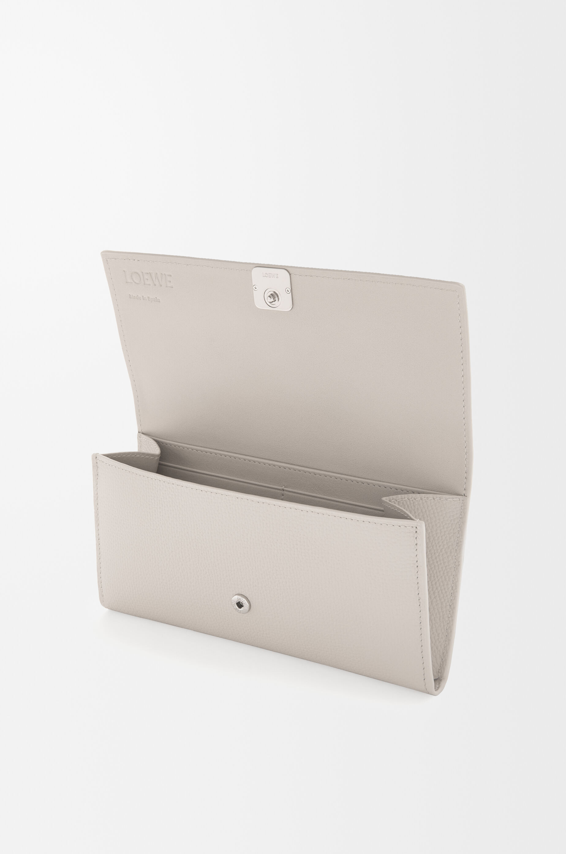 LOEWE Anagram continental wallet in pebble grained calfskin Light Ghost
