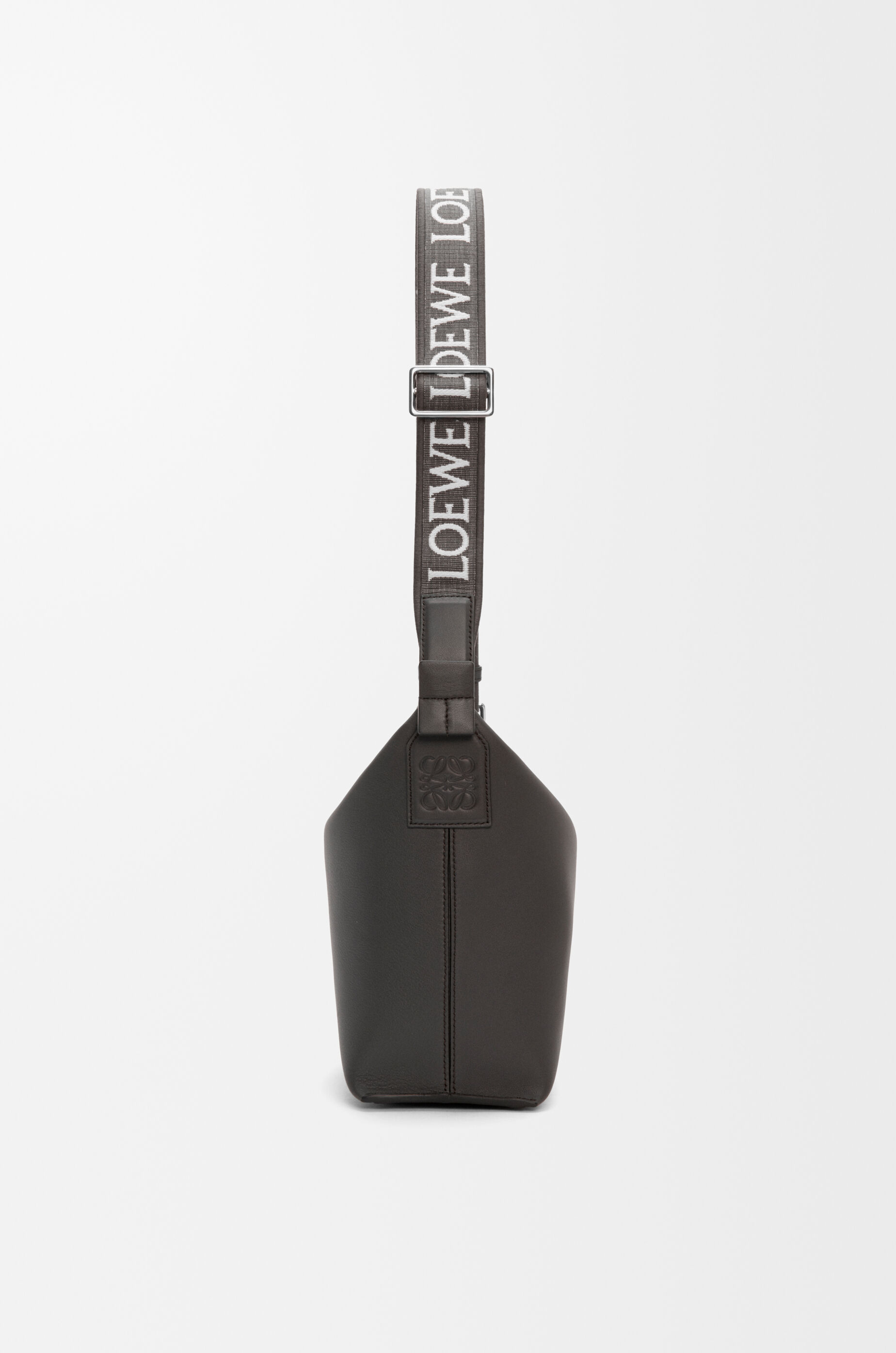 LOEWE Small Cubi Crossbody bag in supple smooth calfskin and jacquard Dark Grey