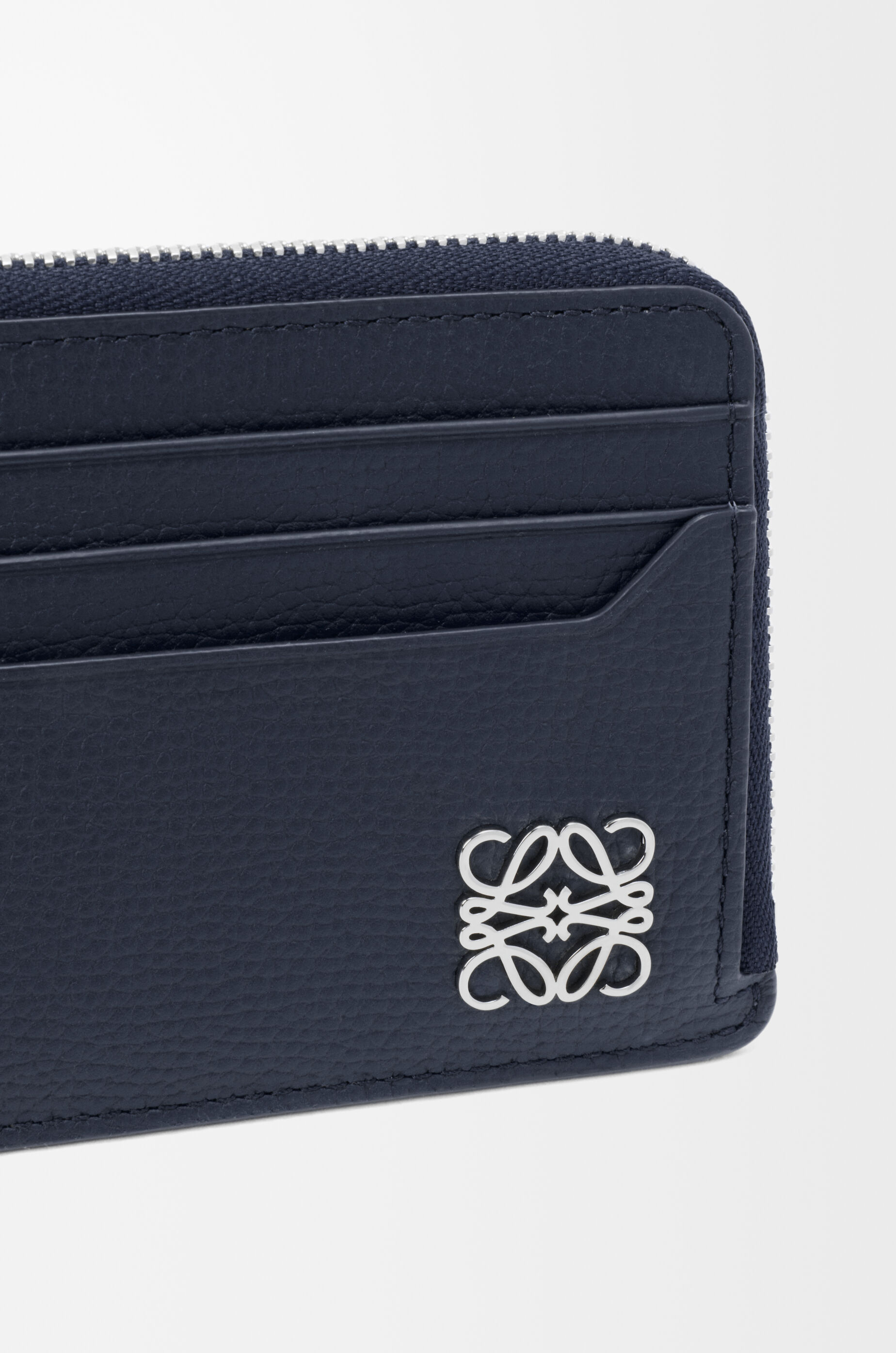 LOEWE Anagram square coin cardholder in pebble grained calfskin Deep Navy