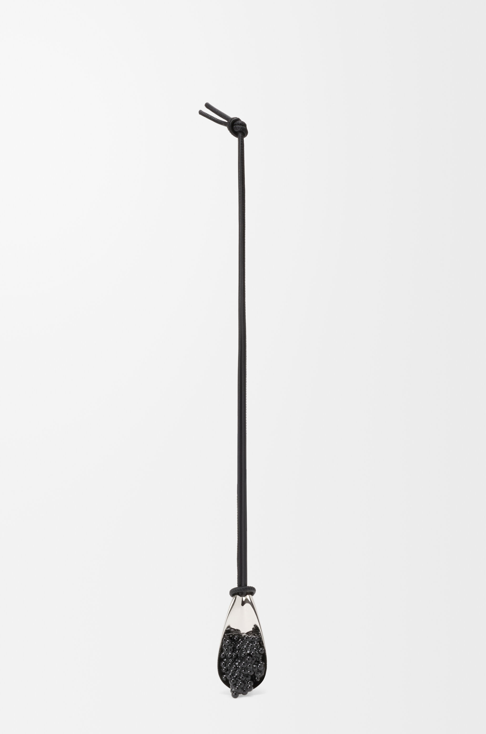 LOEWE Caviar spoon charm in classic calfskin and resin Palladium/Black
