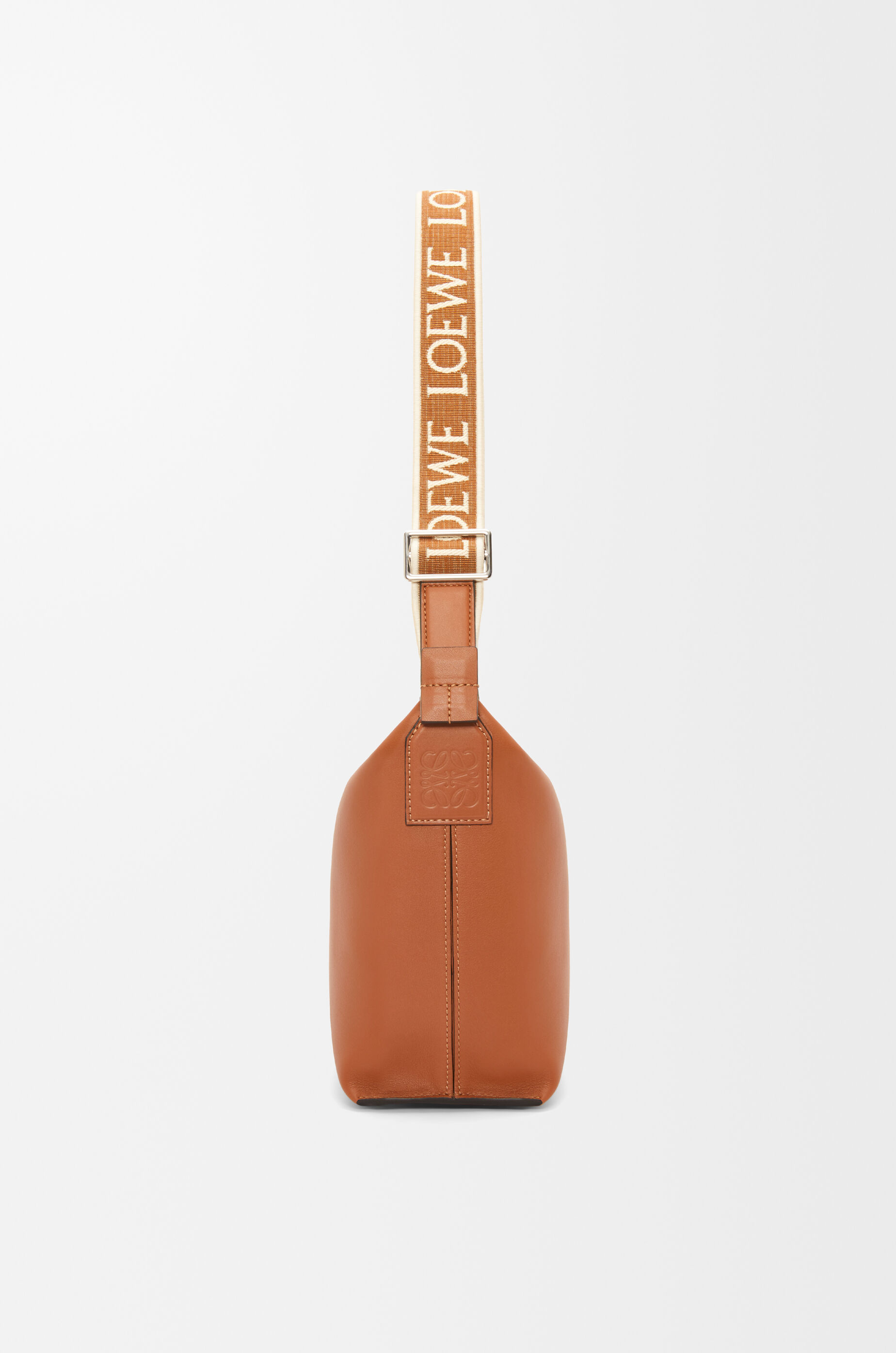 LOEWE Small Cubi crossbody bag in supple smooth calfskin and jacquard Tan