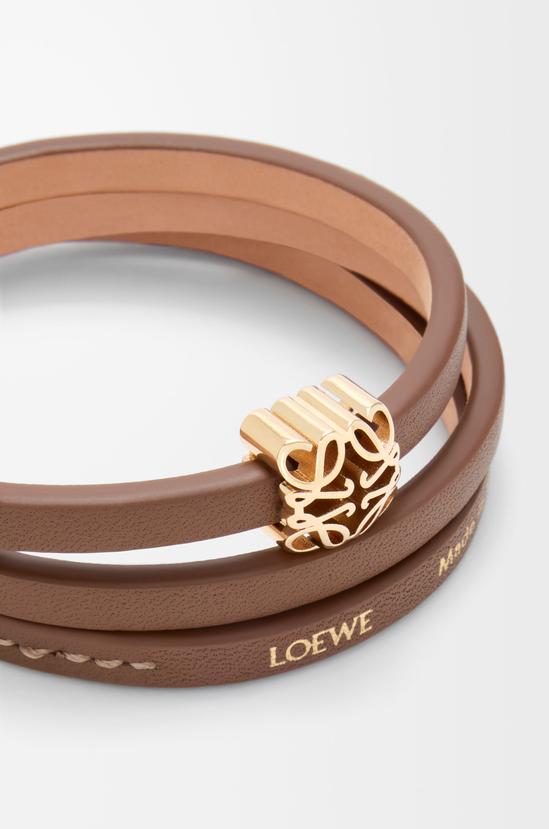 LOEWE Anagram Bombé twist bracelet in calfskin Cocoa