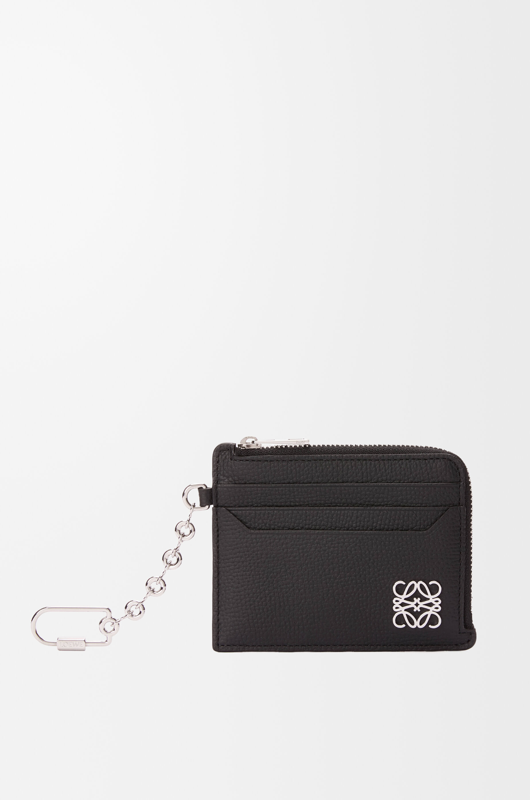 LOEWE Anagram square coin cardholder in pebble grained calfskin Black