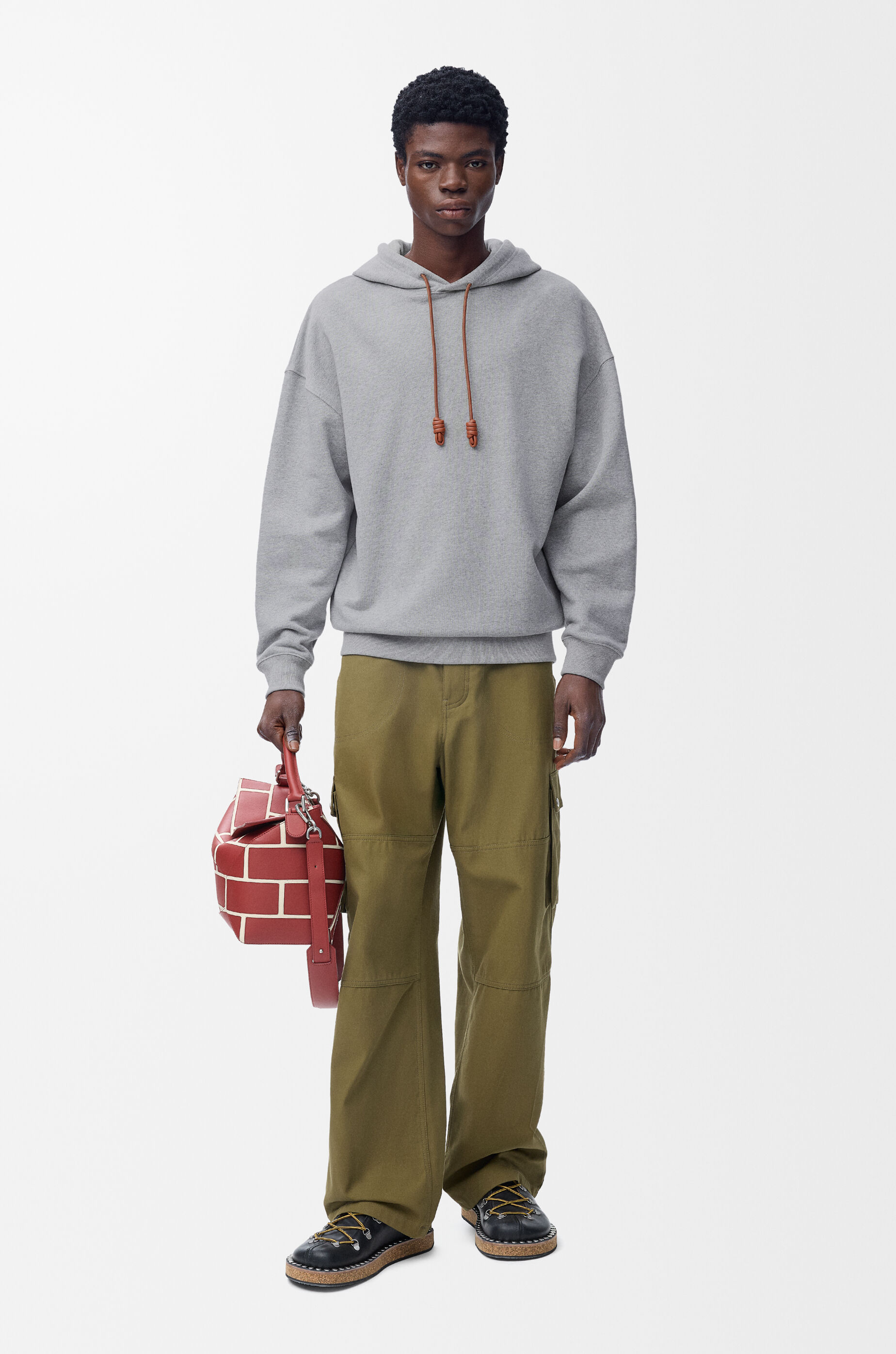 LOEWE Relaxed fit hoodie in cotton Grey Melange