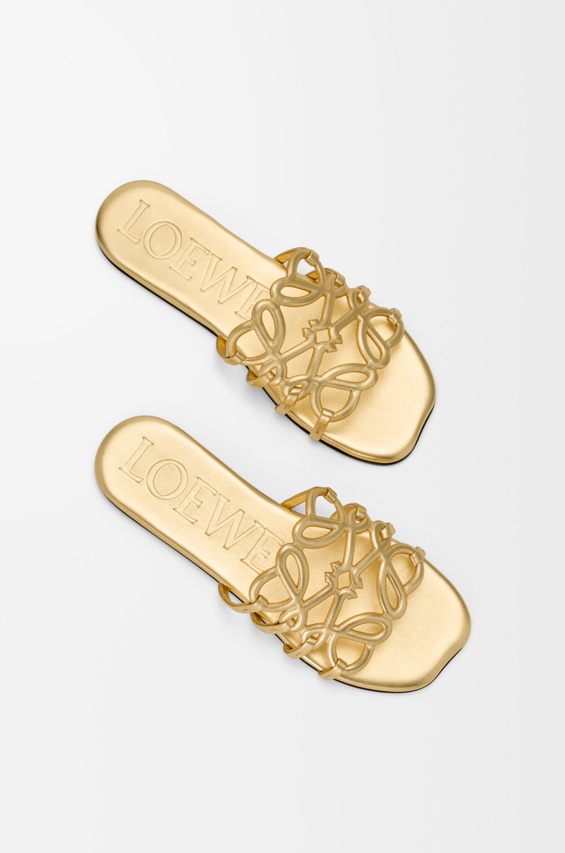 LOEWE Petal Anagram slide in laminated lambskin Gold