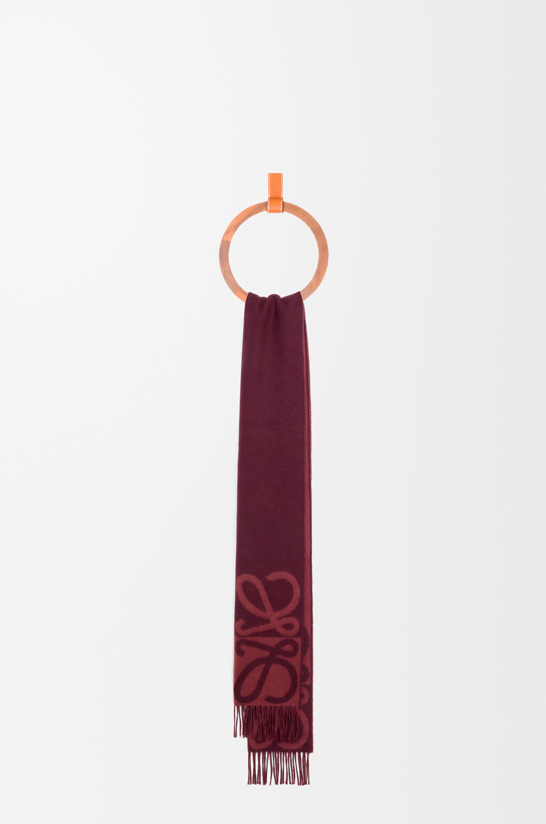 LOEWE Scarf in wool and cashmere Burgundy/Mahogany