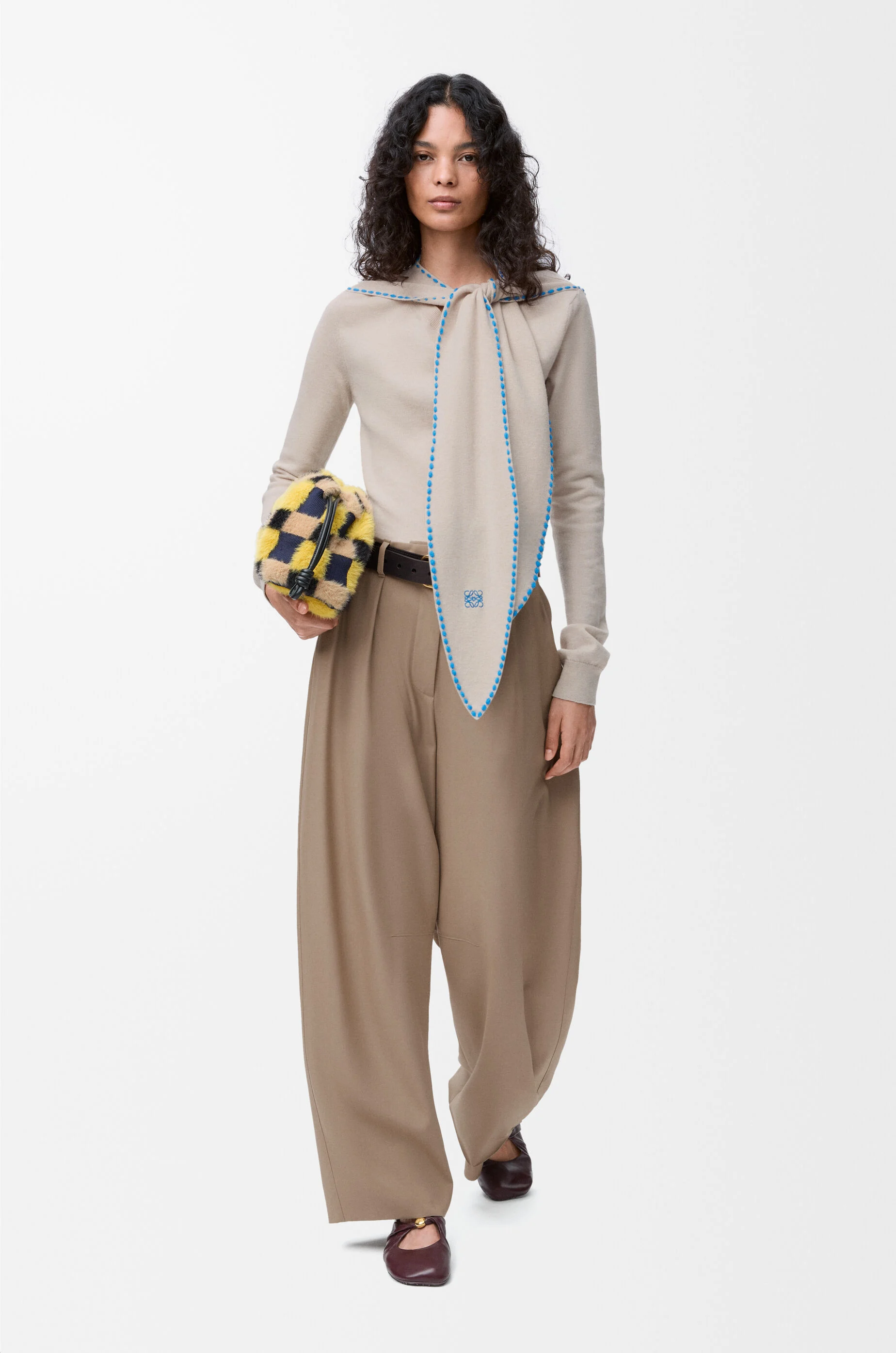 LOEWE Barrel trousers in wool Sand