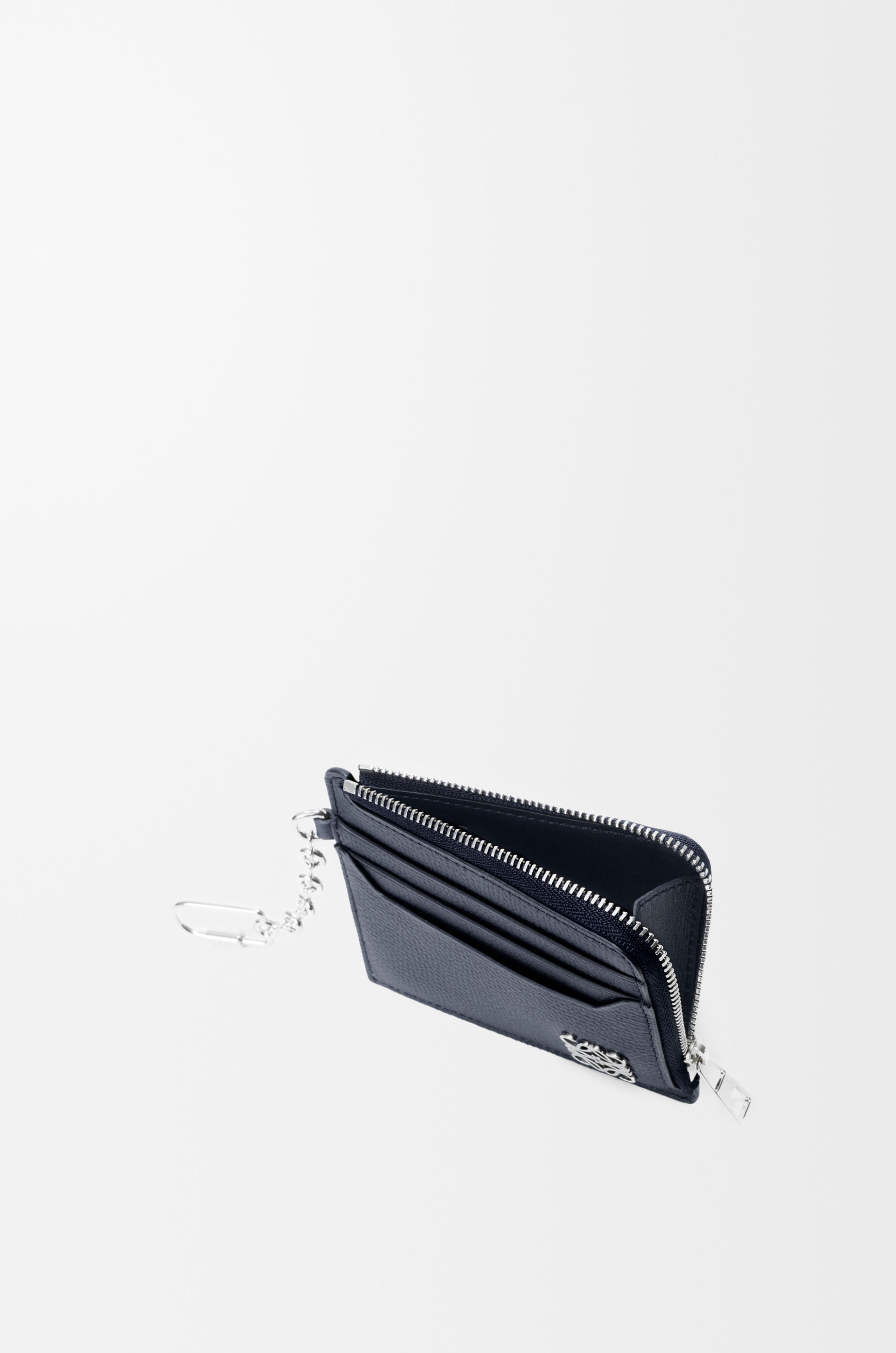 LOEWE Anagram square coin cardholder in pebble grained calfskin Deep Navy