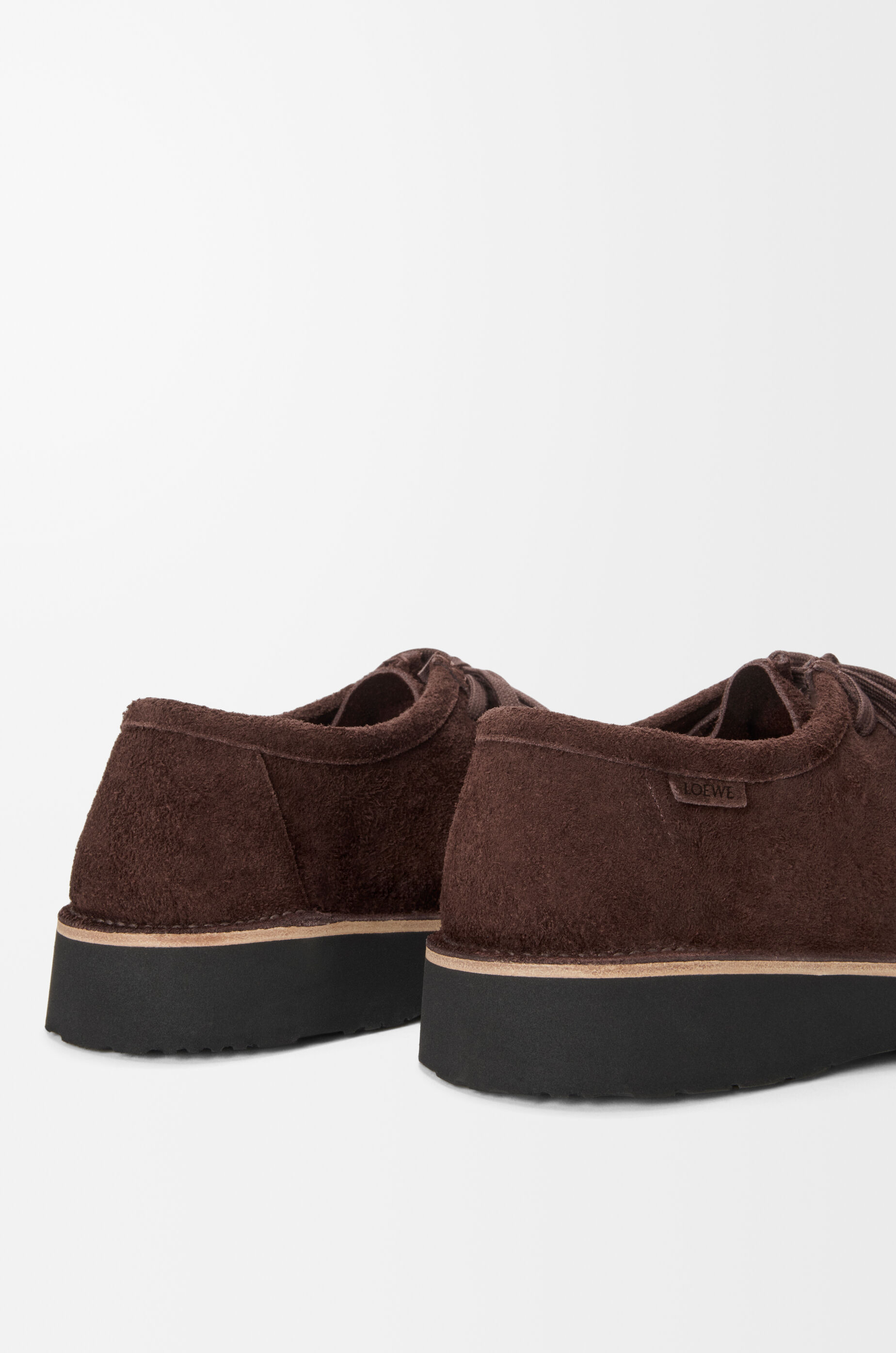 LOEWE Faro lace-up in suede calfskin Dark Brown