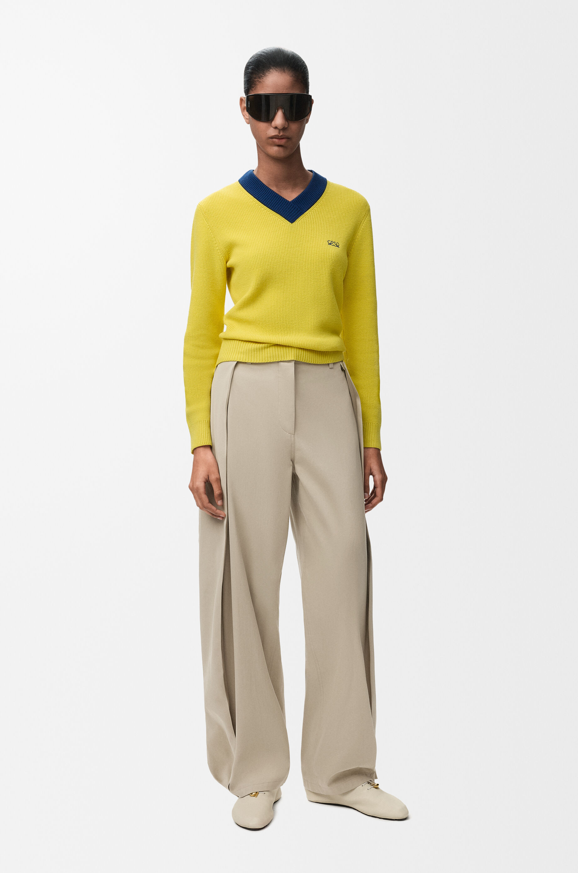 LOEWE Trousers in cotton and silk Beige