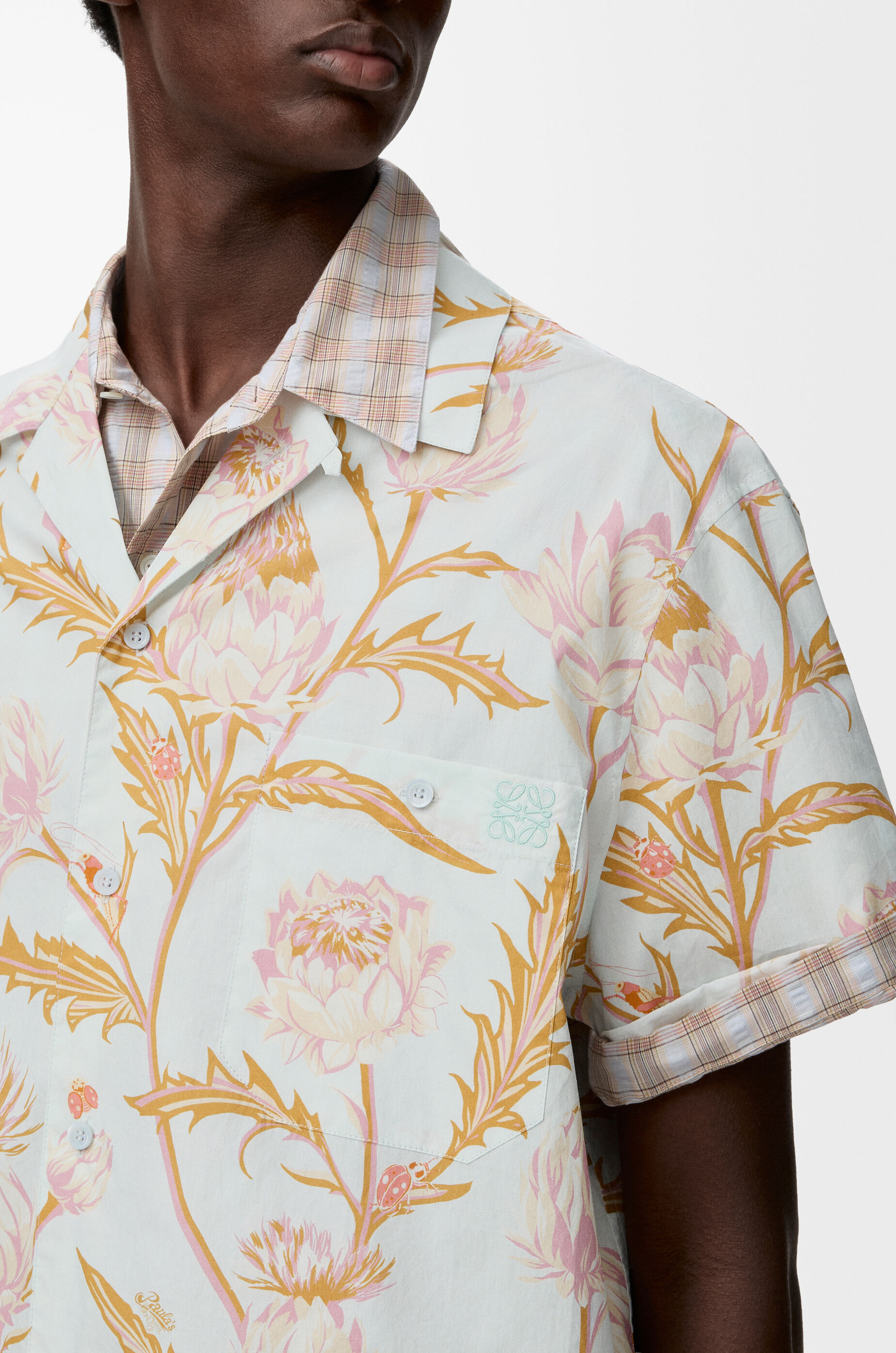 LOEWE Short sleeve shirt in cotton Light Blue/Multicolor