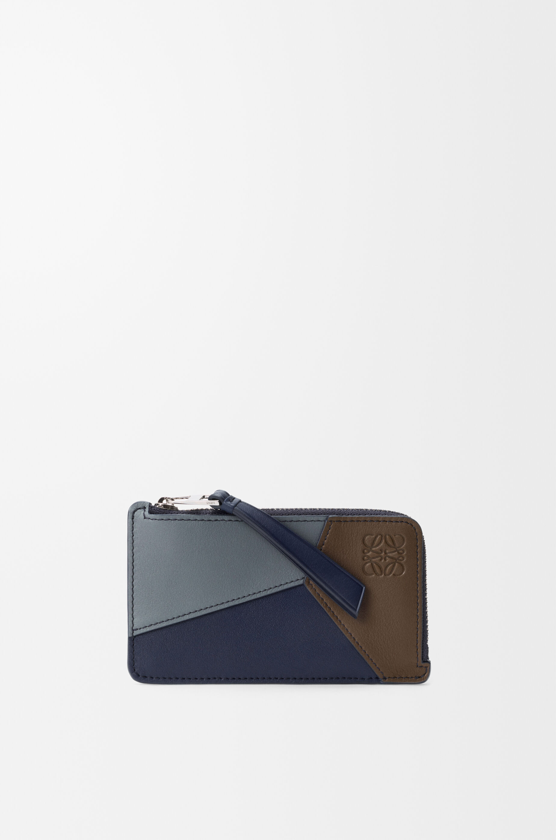LOEWE Puzzle coin cardholder in classic calfskin Blue Grey/Navy