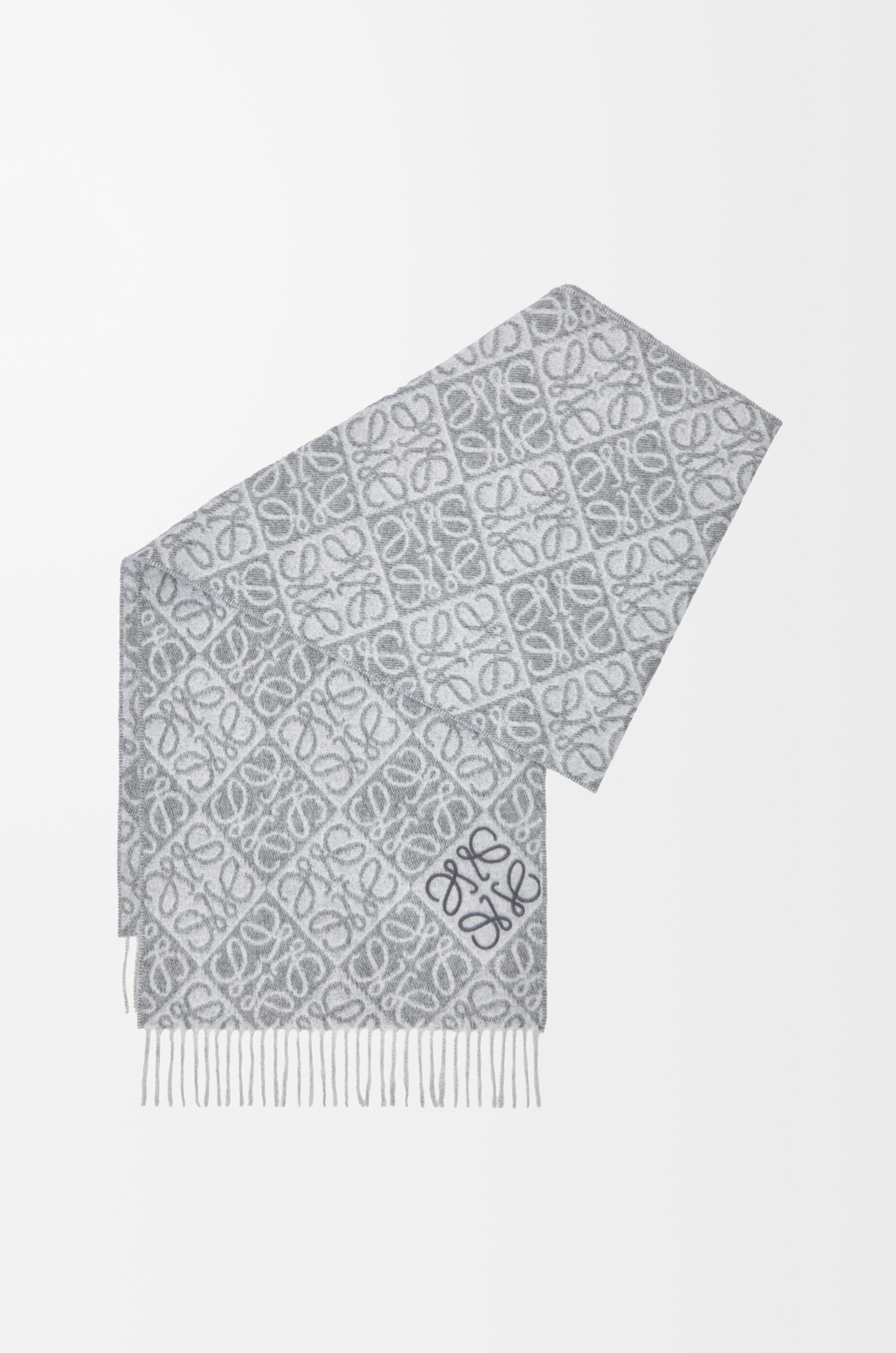 LOEWE Anagram scarf in wool and cashmere Grey