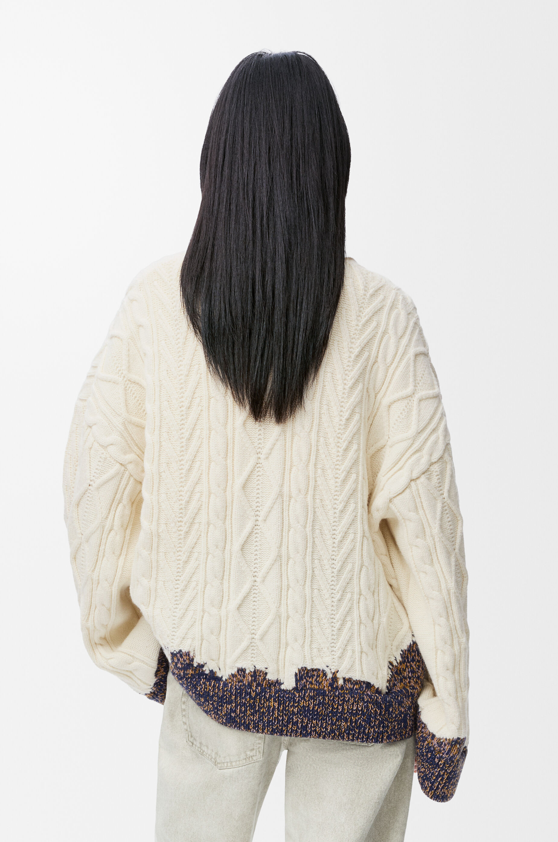 LOEWE Sweater in wool Ecru/Brown