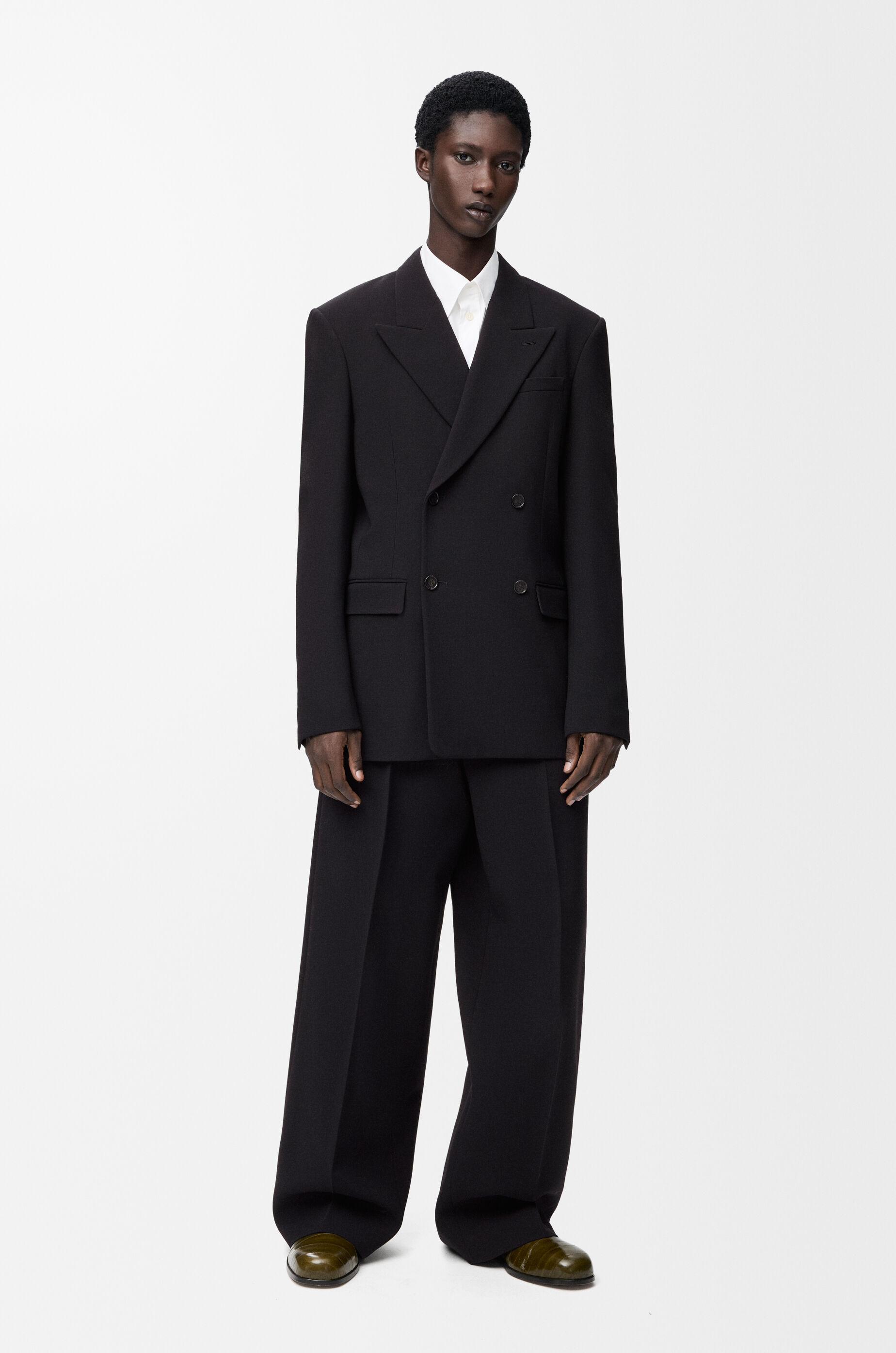 LOEWE Wide leg trousers in wool Black