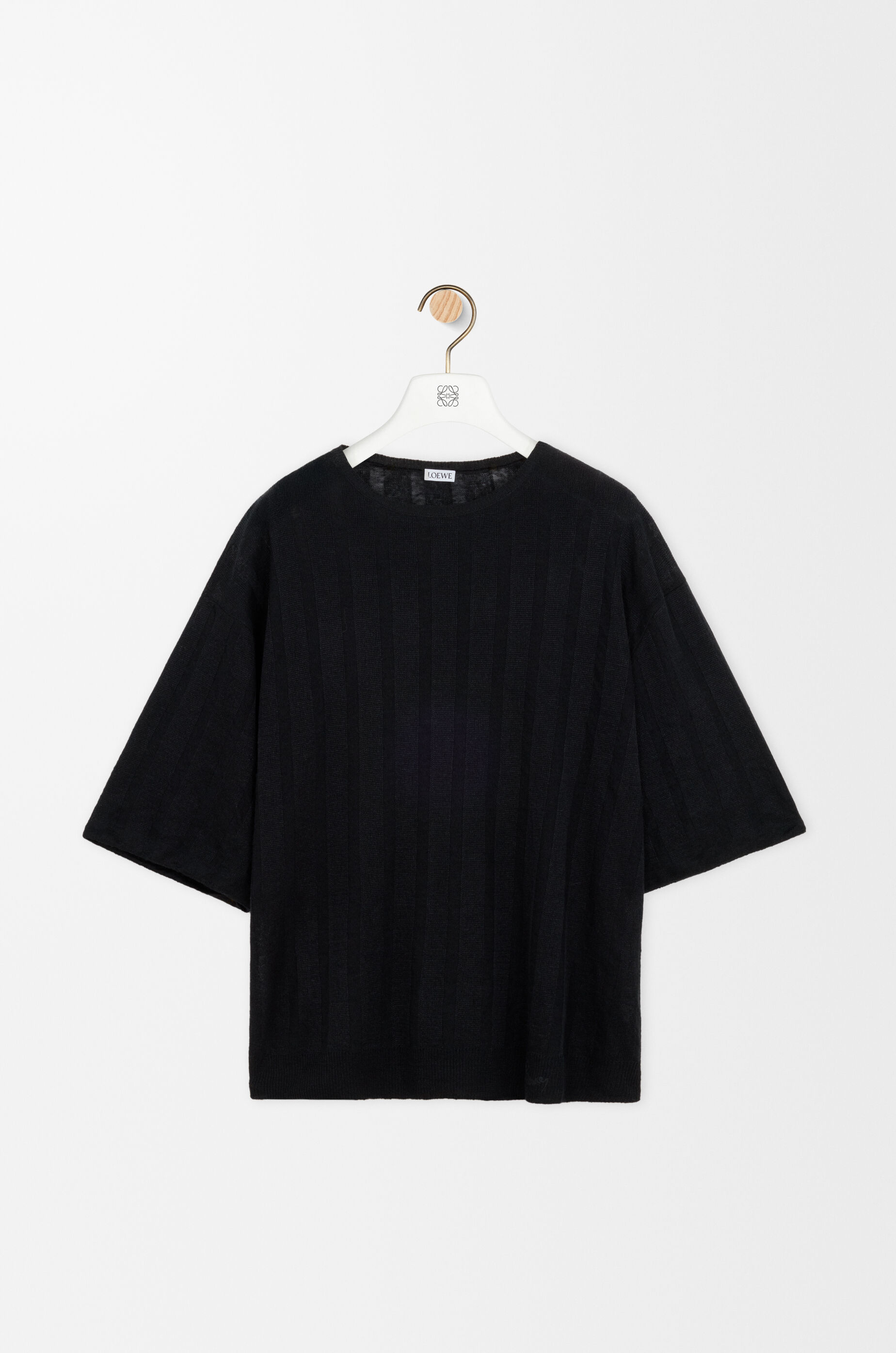 LOEWE Short sleeve top in linen Black