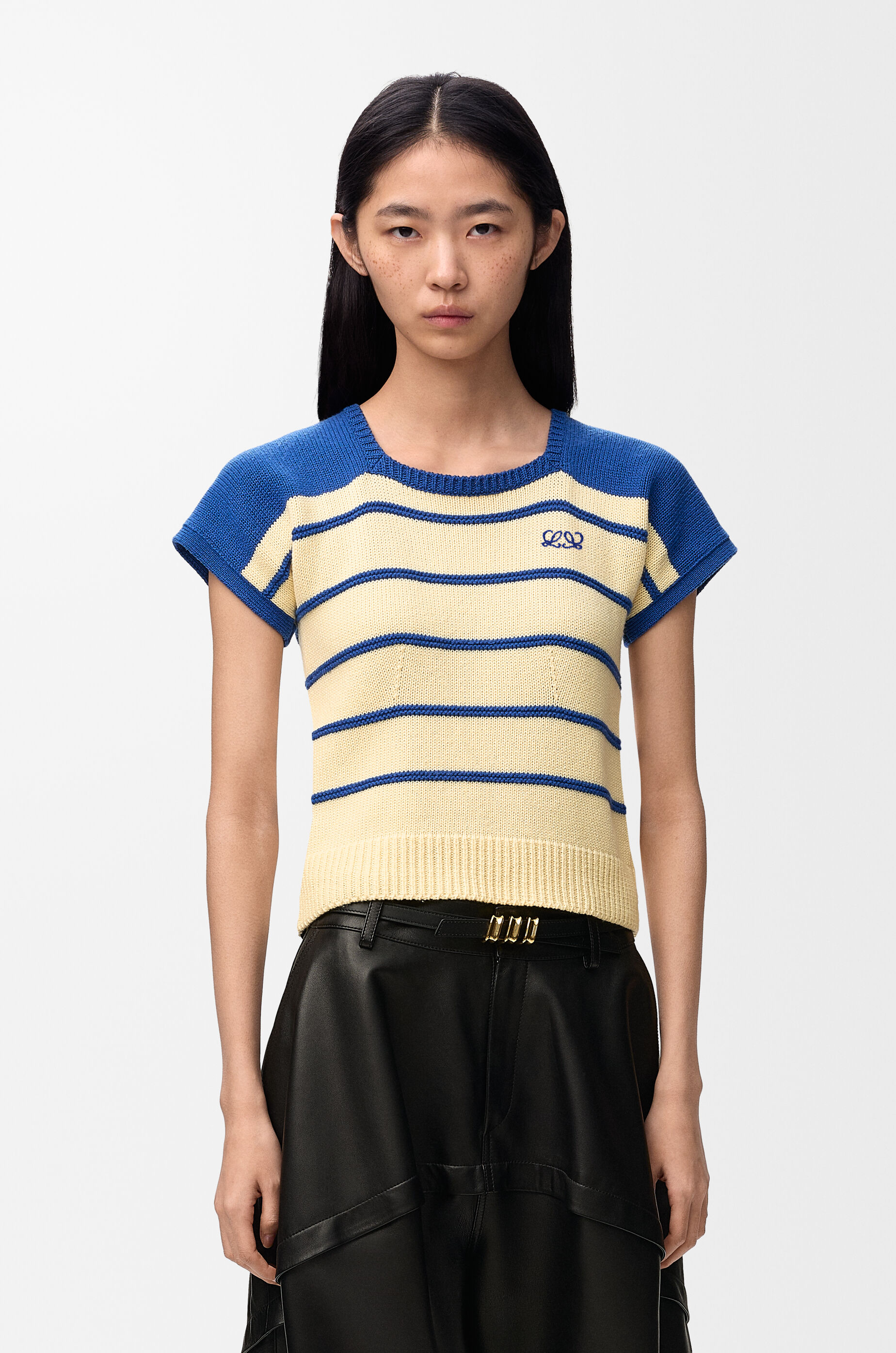 LOEWE Sleeveless sweater in cotton and wool Yellow/Blue