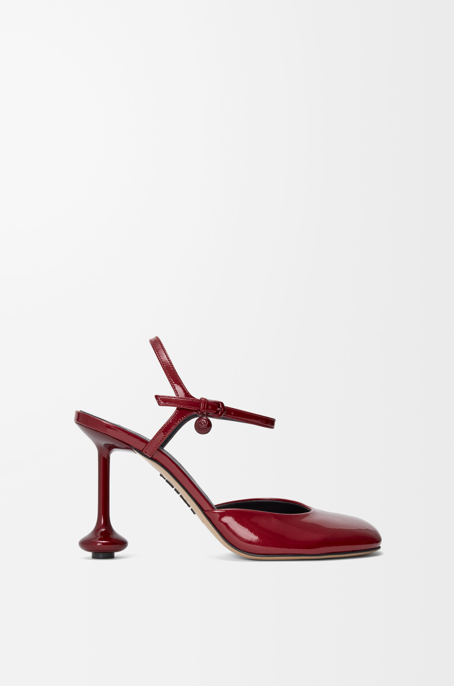 LOEWE Toy ankle strap pump in soft patent lambskin Dark Red