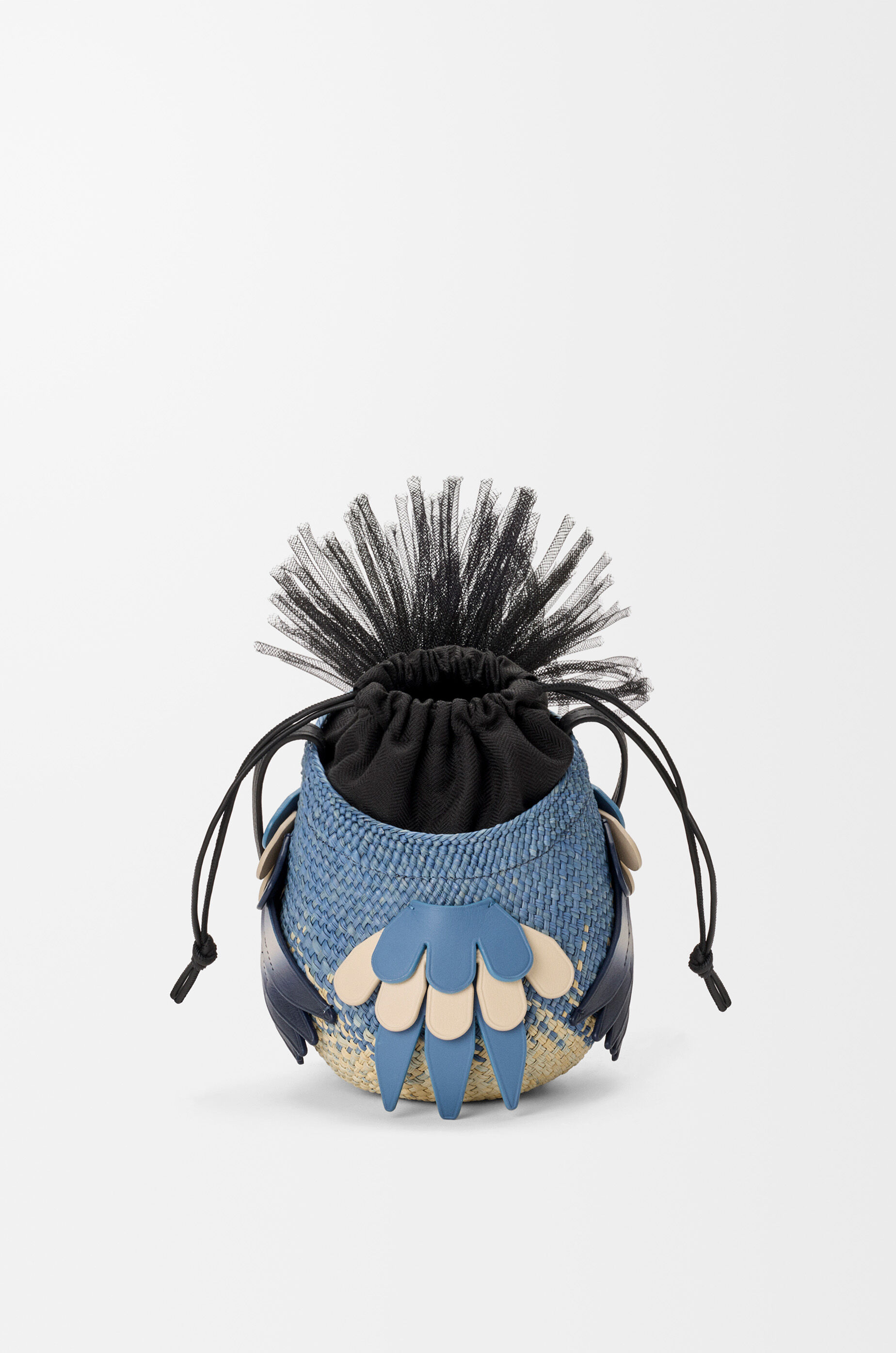 LOEWE Bird bag in iraca palm and calfskin Blue