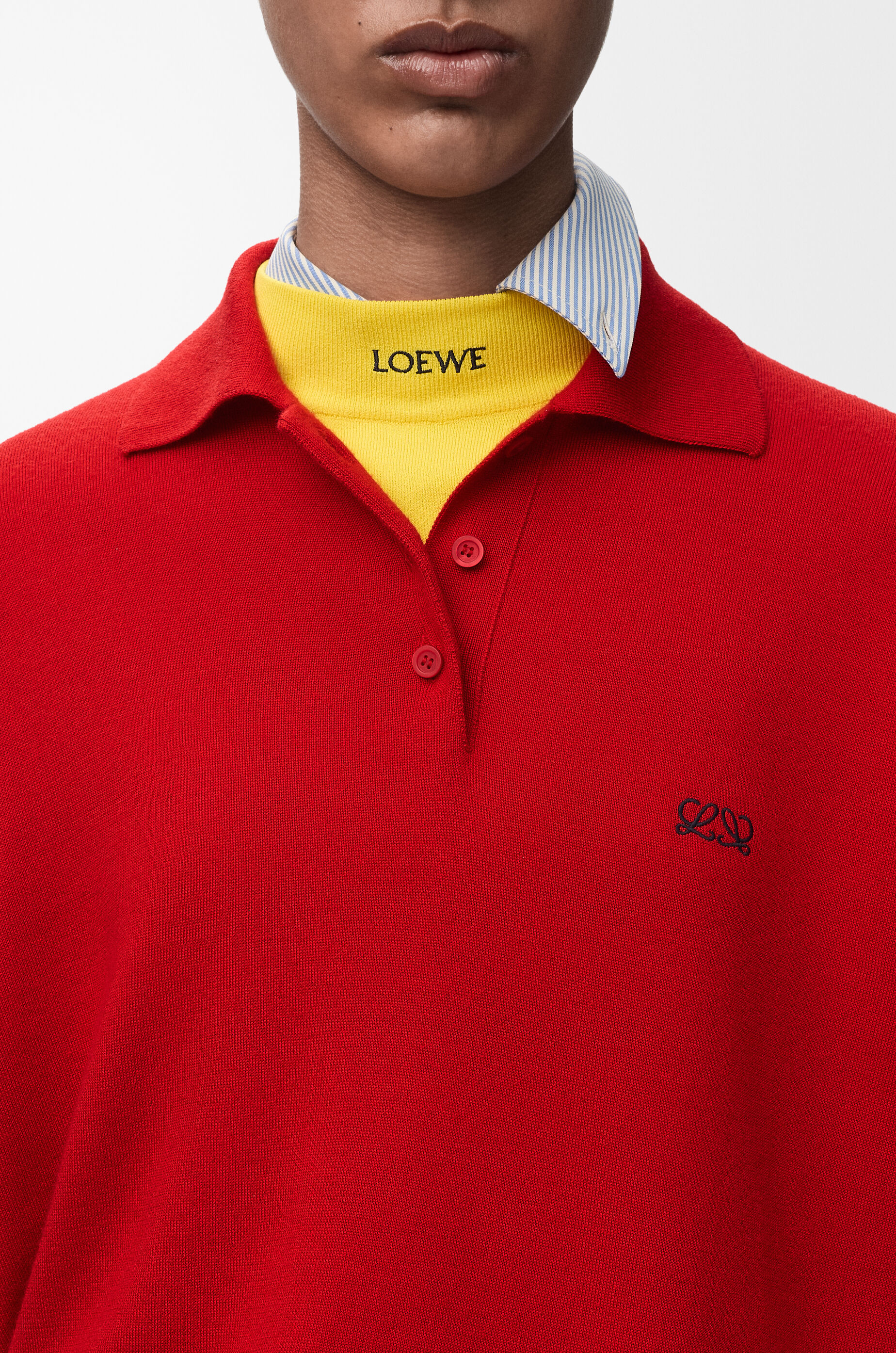 LOEWE Polo sweater in cashmere and silk blend Red