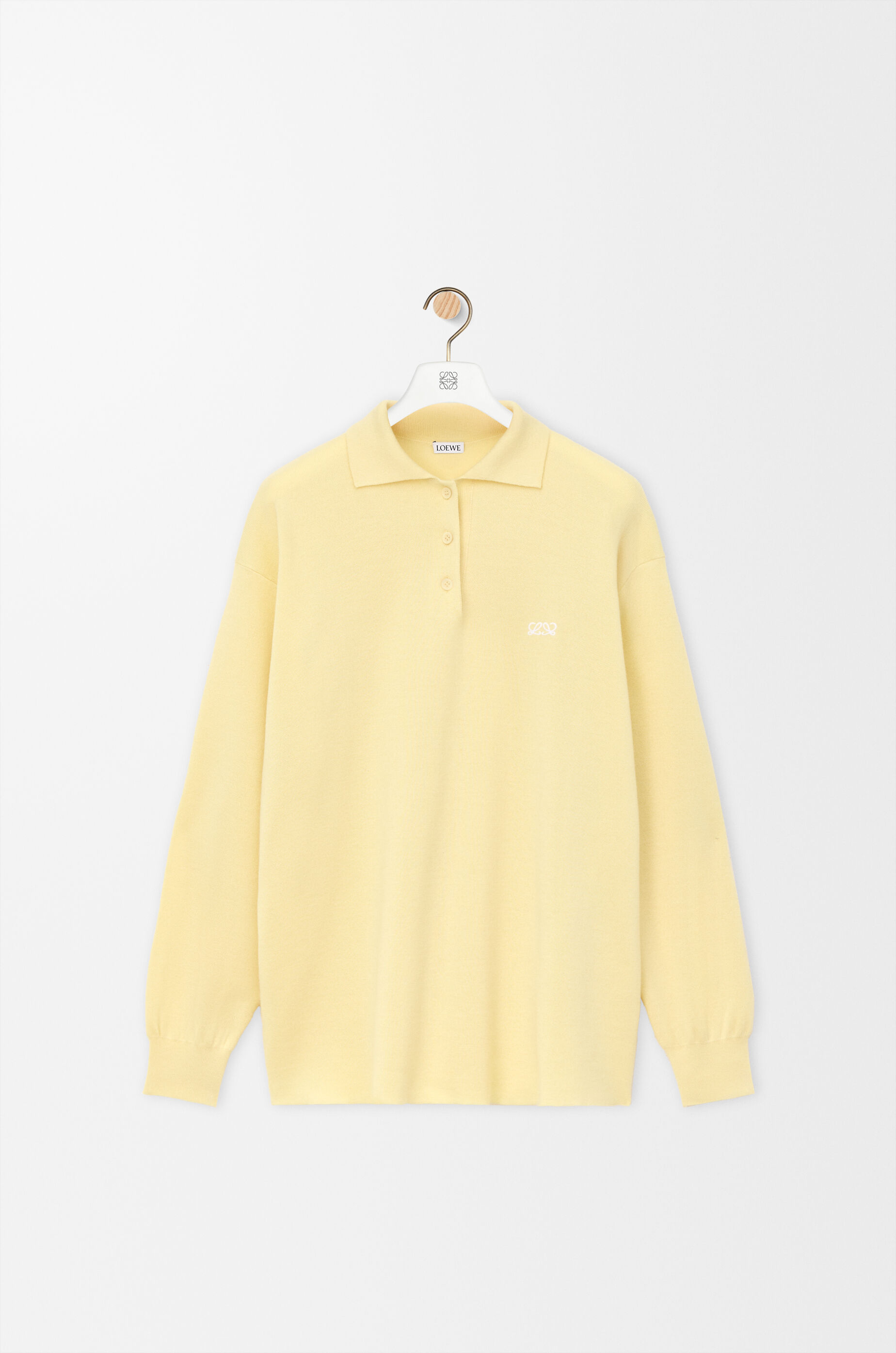 LOEWE Polo sweater in cashmere and silk blend Light Yellow
