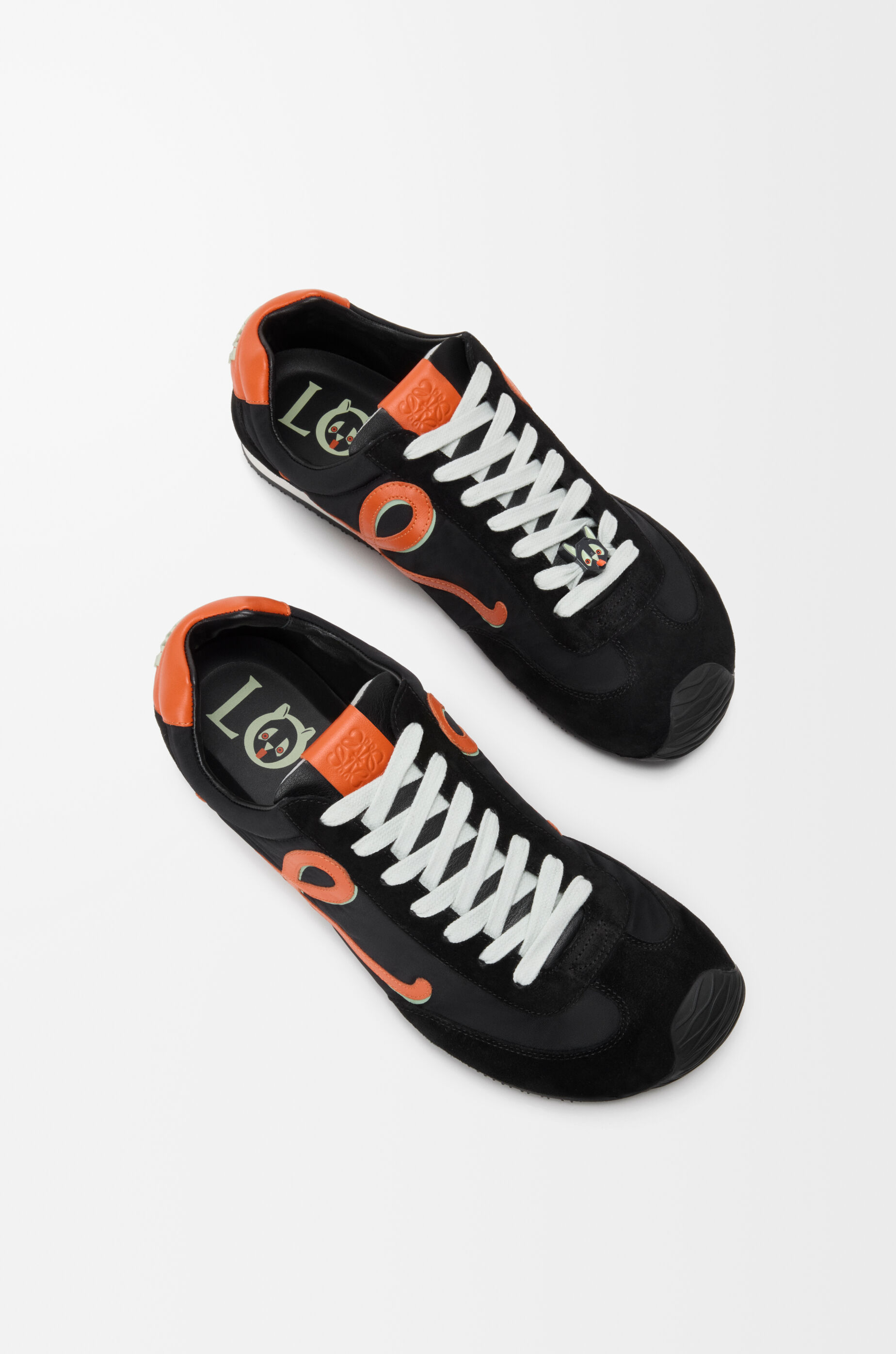 LOEWE Ballet Runner 2.0 in nylon and calfskin Black/Orange/Pale Green