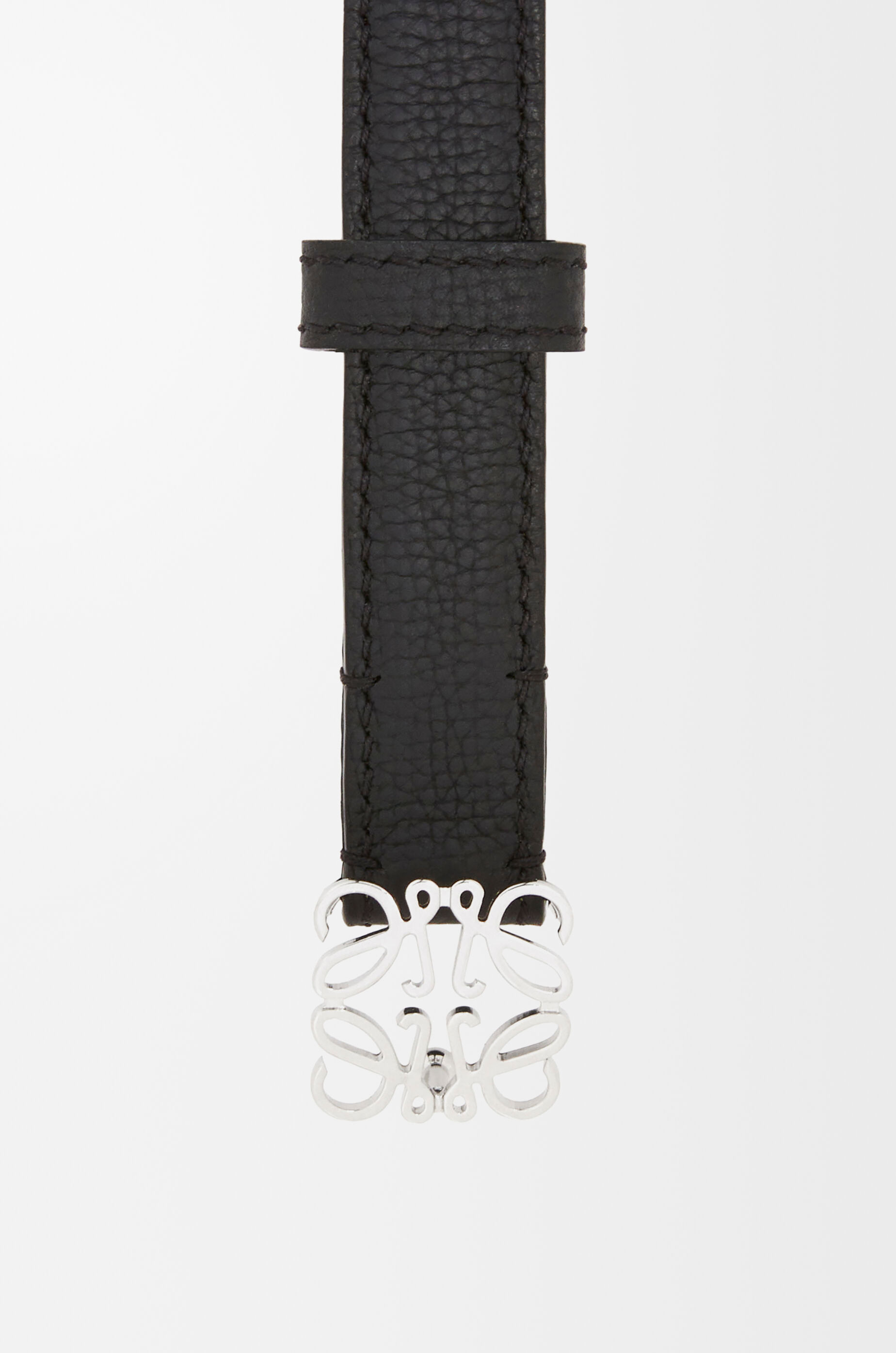 LOEWE Anagram belt in pebble grain calfskin Black/Palladium