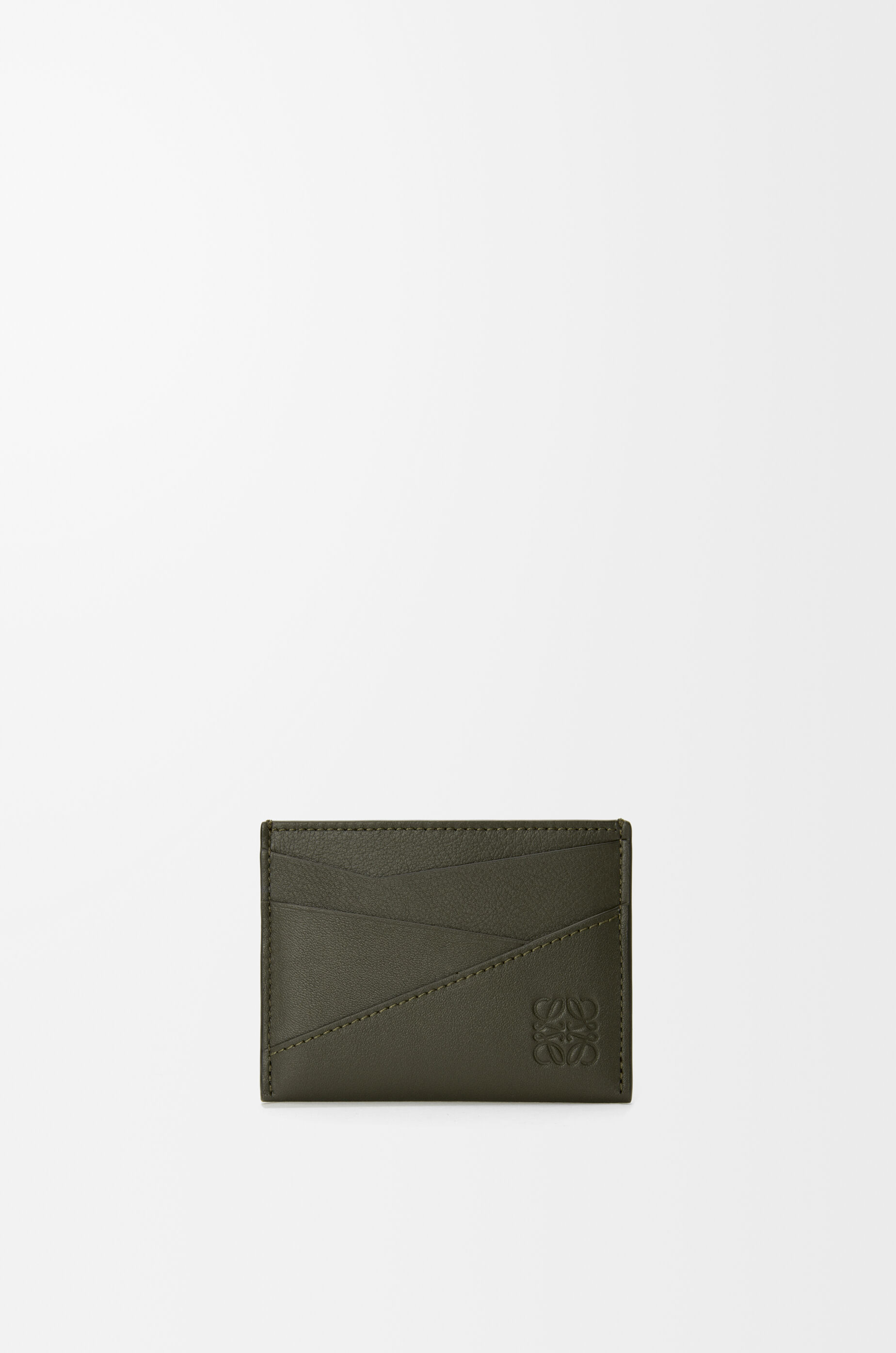 LOEWE Puzzle plain cardholder in classic calfskin Dark Khaki